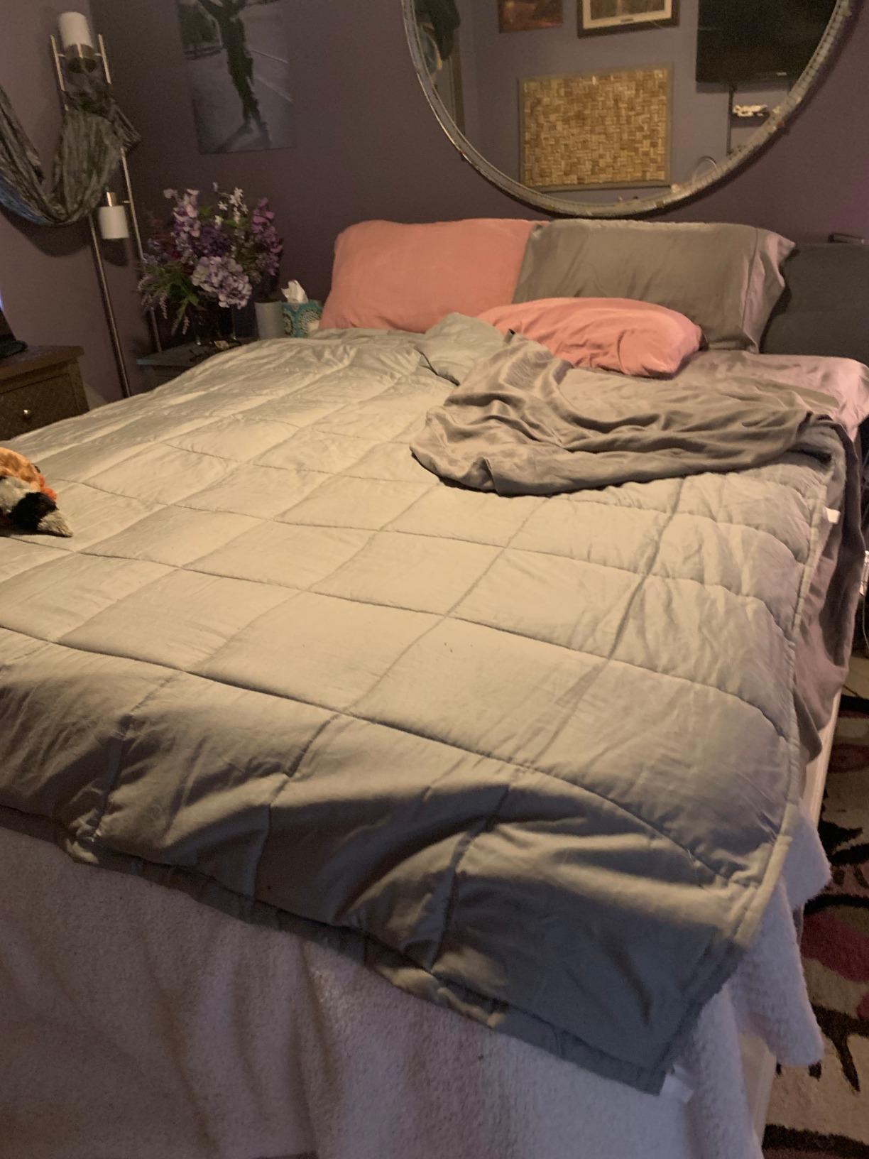 Bare Home Cotton Weighted Blanket (Light Grey, 48