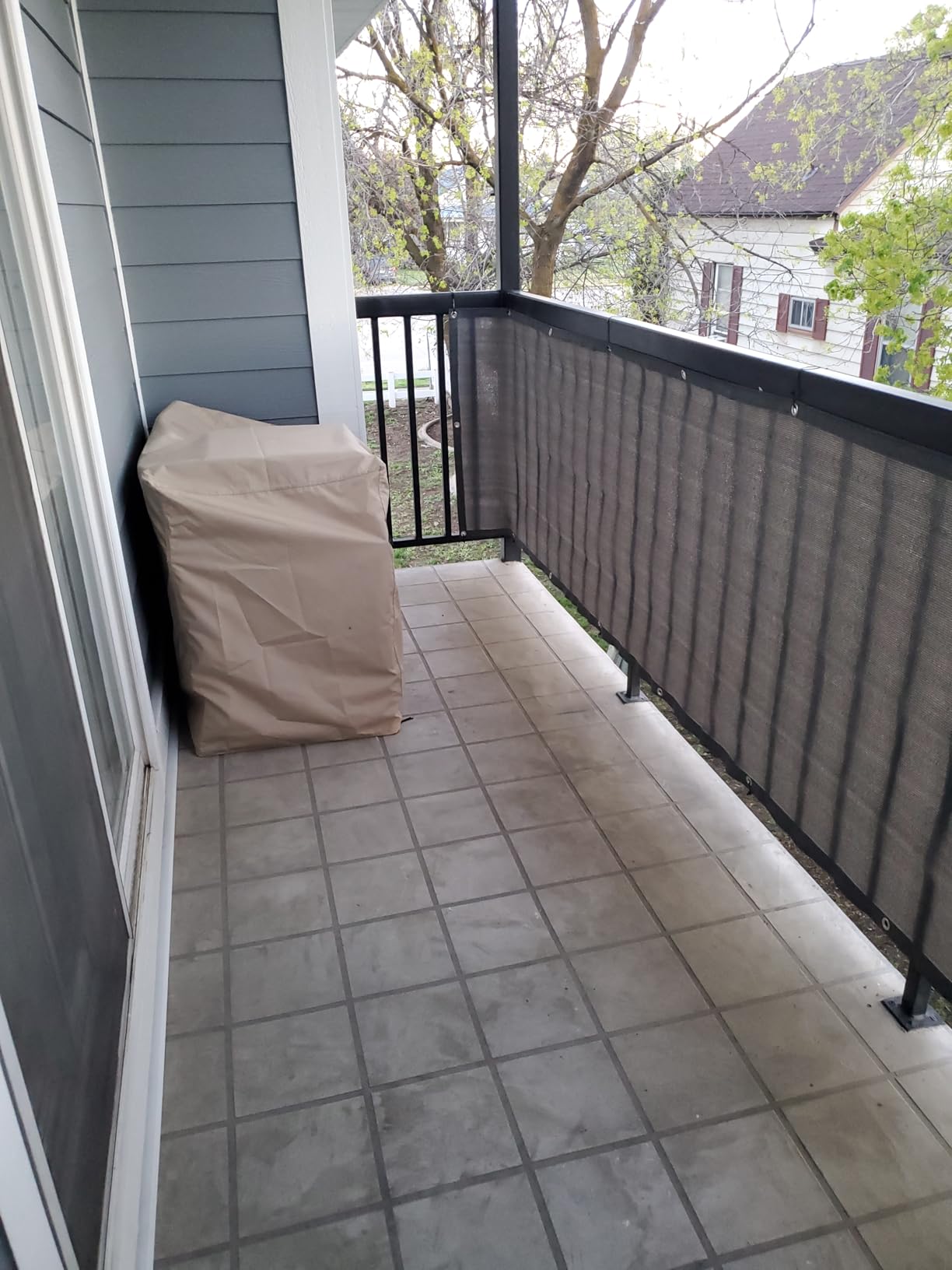 LOVE STORY 3' x 10' Balcony Privacy Screen Cover for Apartment, Dark Grey | HDPE Fabric, 95% UV Block, Fence Cover for Patio Deck, Railing Screen for Porch, Privacy Protective, Custom Size Available customer photo 2