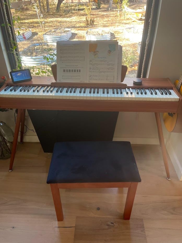 Donner Piano Bench with Storage, Solid Wood Keyboard Bench Piano Bookcase Stool Chair Seat with High-Density Sponges Pad, Black customer photo 1