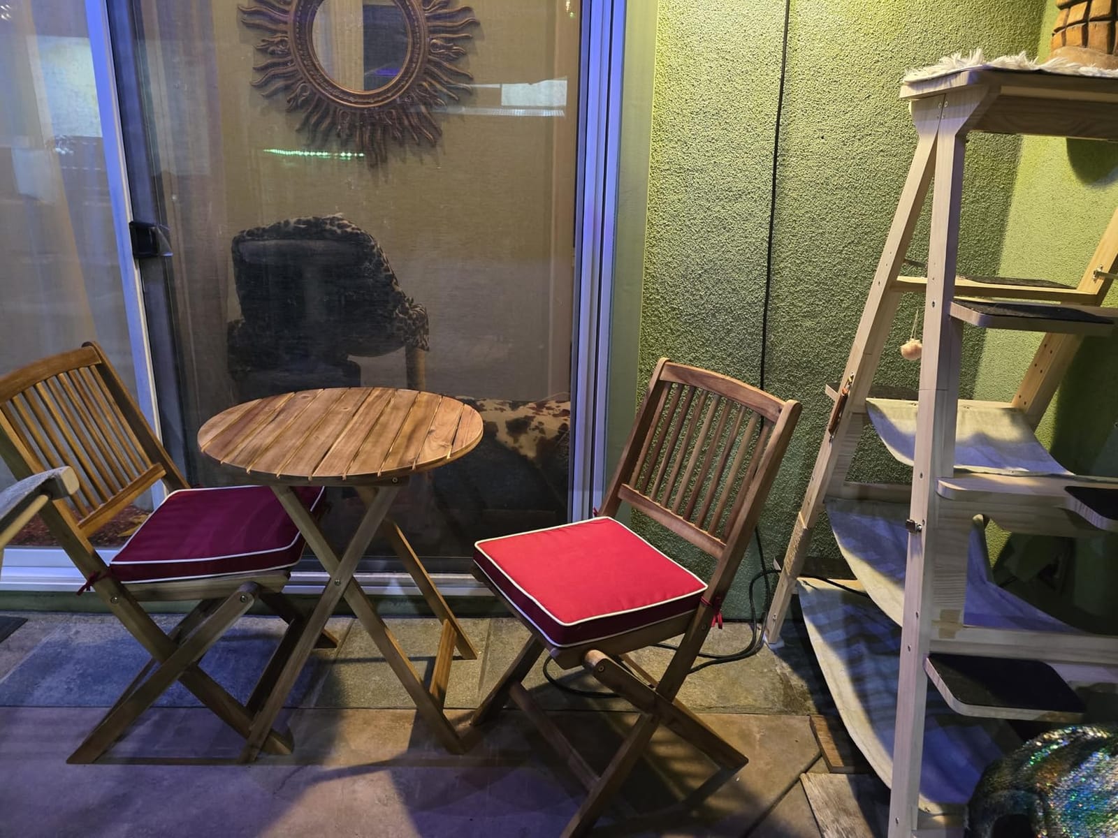GIANTEX 3 Pieces Acacia Wood Bistro Set, Outdoor Folding Table & Chairs customer photo 2