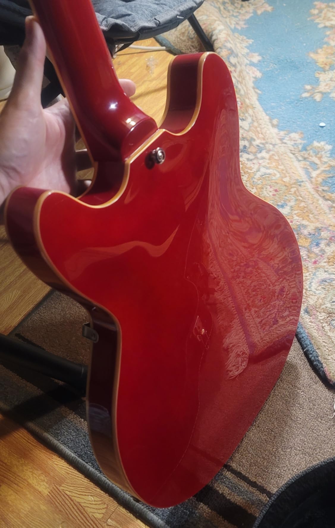 Grote Full Scale Electric Guitar Semi-Hollow Body Guitar Stainless Steel Frets (Vintage Sunburst) customer photo 1