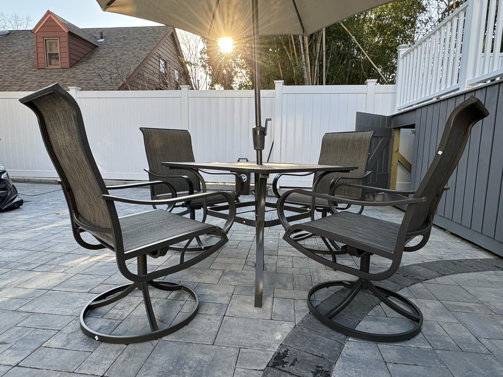 Sophia & William Patio Dining Set 9 Pieces Outdoor Metal Furniture Set, 8 x Patio Dining Swivel Chairs Padded with 1 Expandable 6-8 Person Table for Lawn Garden customer photo 1