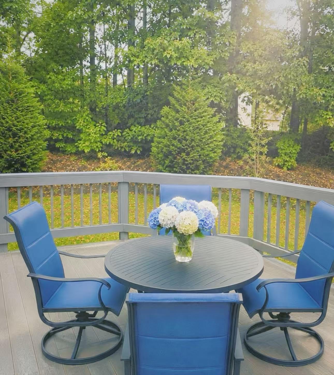Sophia & William Patio Dining Set 9 Pieces Outdoor Metal Furniture Set, 8 x Patio Dining Swivel Chairs Padded with 1 Expandable 6-8 Person Table for Lawn Garden customer photo 2