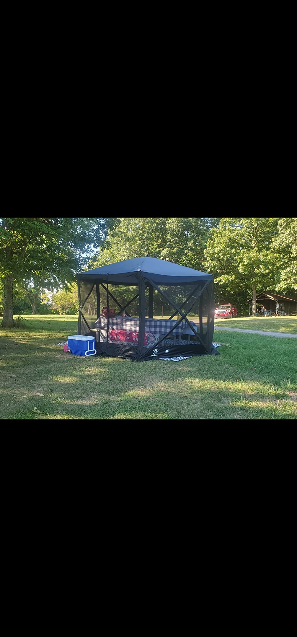 EVER ADVANCED Pop Up Gazebo Screen House Tent for Camping 11.5 ft for 8-10 Person Instant Canopy Shelter with Netting Portable for Outdoor, Backyard, Black customer photo 2