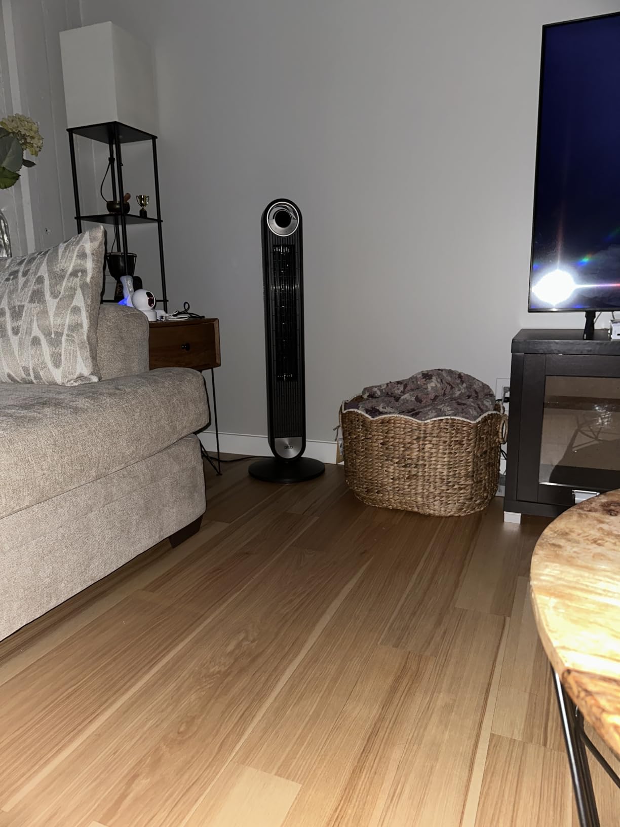 DREO Tower Fan for Bedroom, Upgraded DC 28ft/s Velocity, 9 Speeds | Quiet Standing Fan, 90° Oscillating Cooling Fan, 4 Modes, 12H Timer, Bladeless Fan Powerful for Home, Black customer photo 1