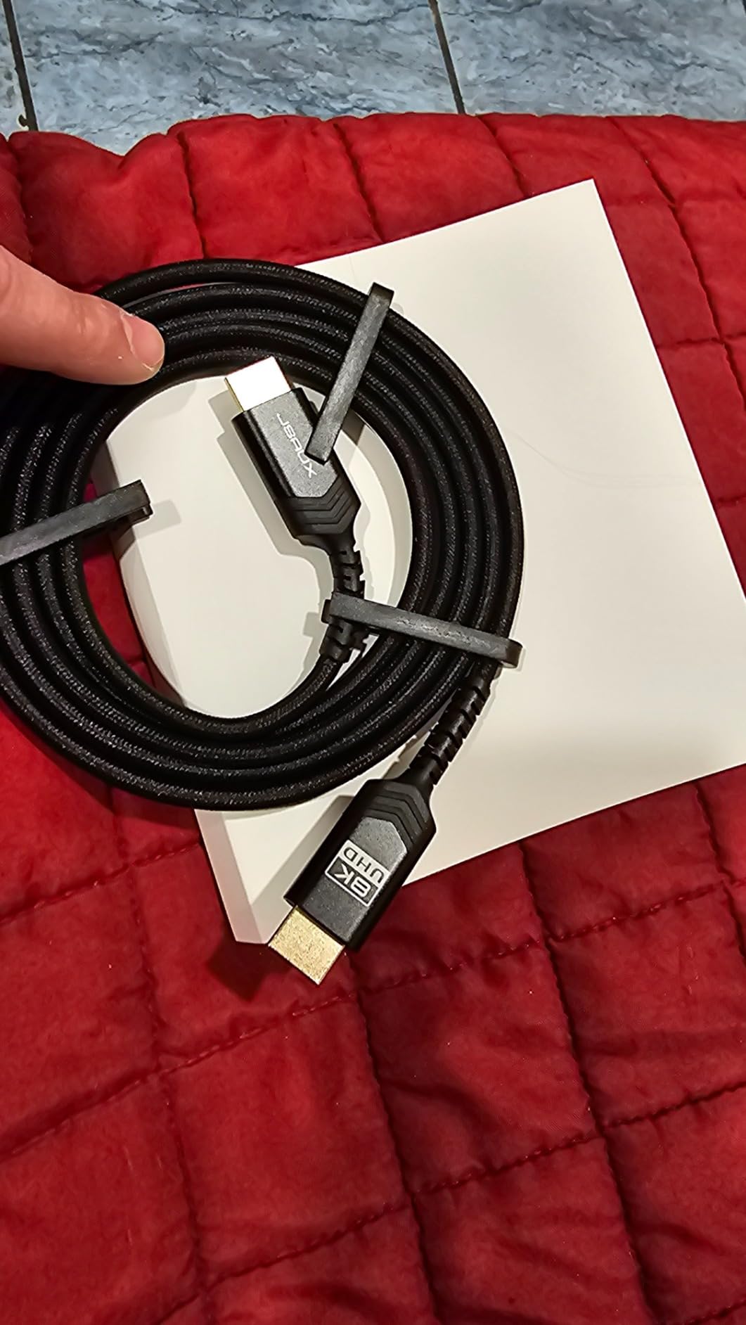 8K HDMI Cable 2.1 2 Pack 6ft, JSAUX 48Gbps Ultra High Speed HDMI Cable Braided Cord (4K@144Hz, 4K@120Hz, 8K@60Hz) HDCP 2.2&2.3 HDR 10 eARC ARC, Compatible with Switch 2/PS5/Laptop/Monitor/HDTV/-Red customer photo 1