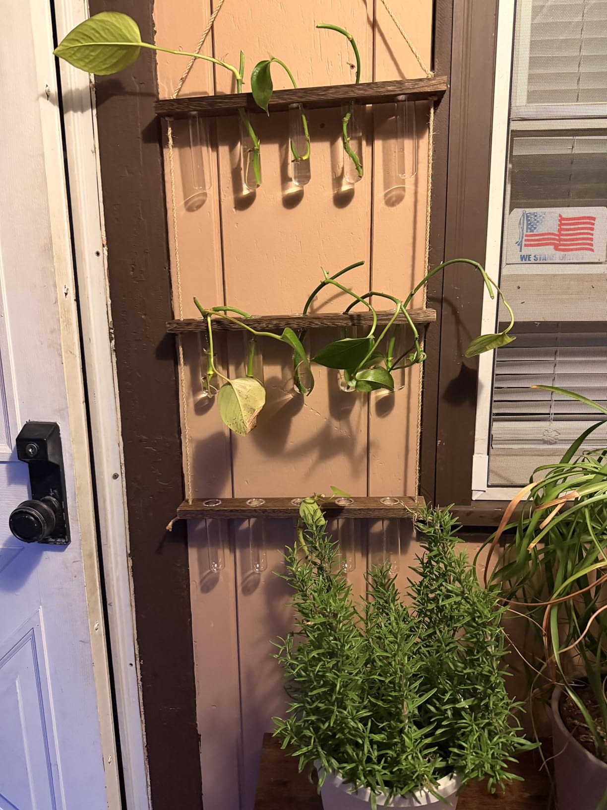 Mkono Plant Propagation Station, 3 Tier Brown Wall Hanging Vase Test Tubes customer photo 2
