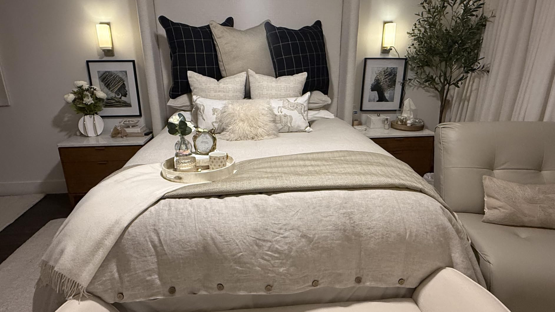 EVERLY 100% Pure Linen Duvet Cover Set Queen Size90X90Inch 3pcs (1 Duvet Cover,2 Pillowcases) Soft and Breathable for All Season with Coconut Button Closure, Suitable for Hot Sleepers-Linen-Queen customer photo 2