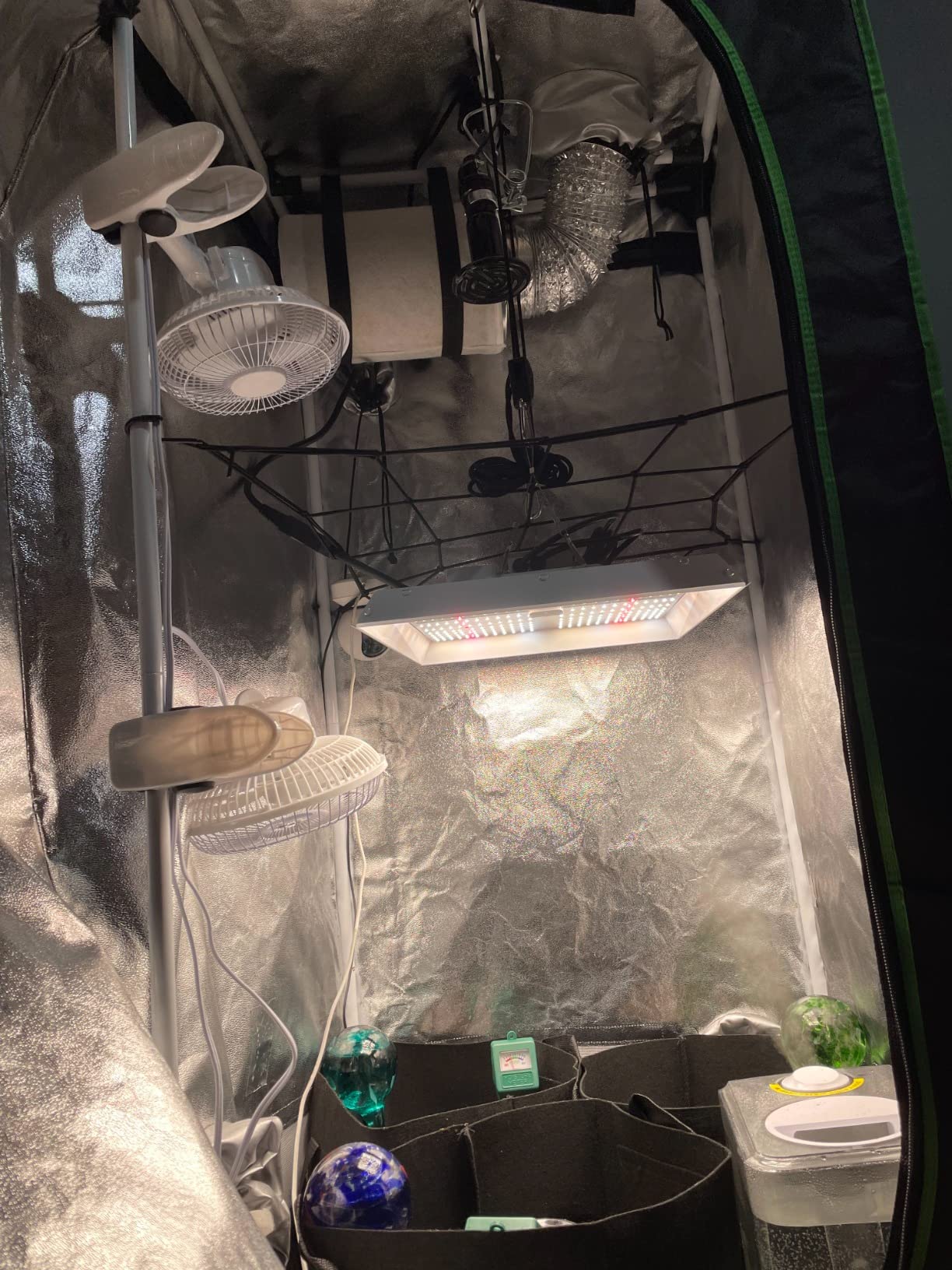 IPOW Grow Tent Kit Complete System 2x2 ft with VS1000 Led Grow Light, 4 Inch 190CFM Inline Fan, Carbon Filter and 8ft Ducting Combo, 24