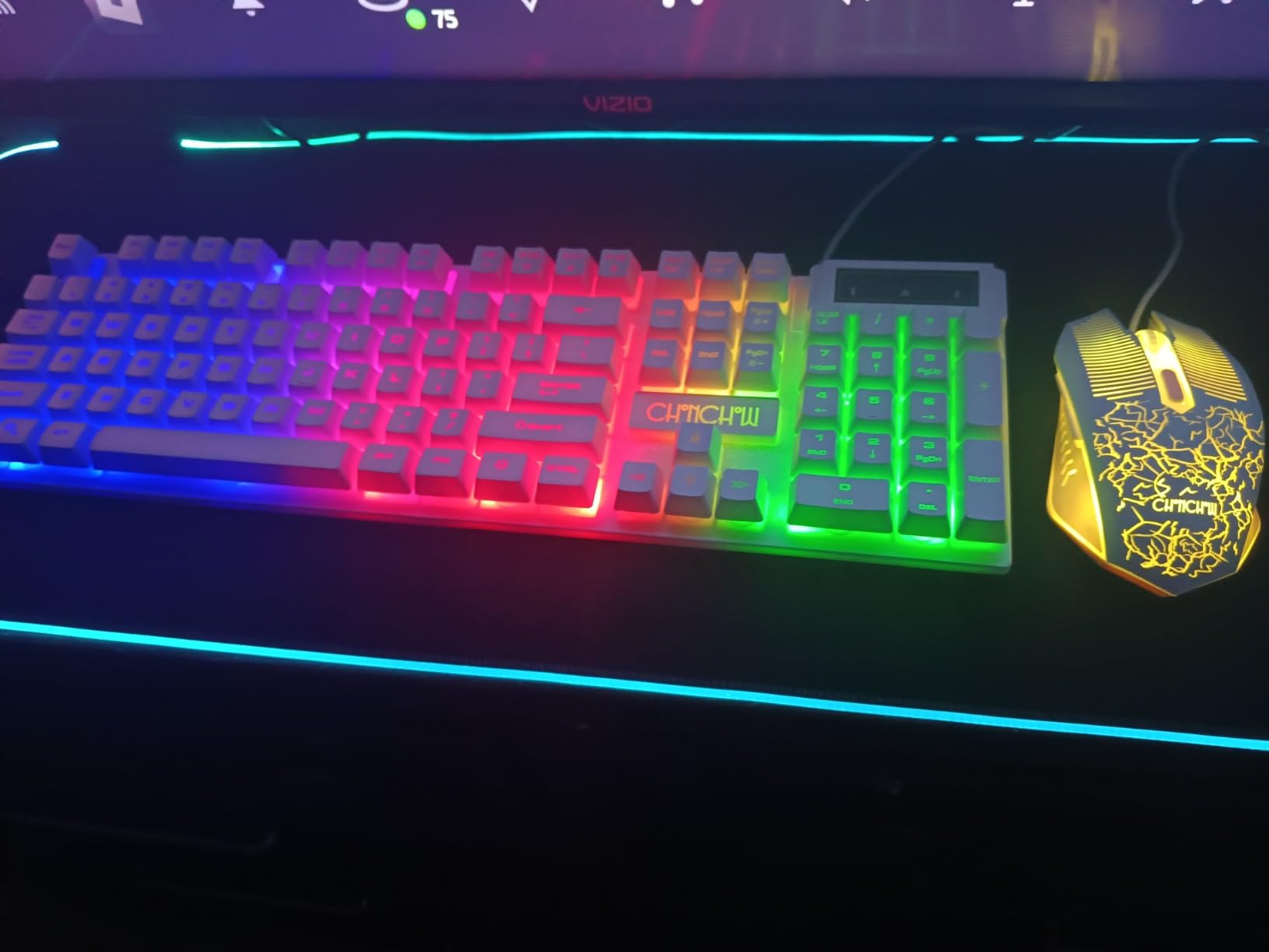 CHONCHOW Gaming Keyboard and Mouse Led Backlit USB Wired with Light Up 104Key 3600DPI 2 Side Button Mouse Keyboard Mechanical Feeling Compatible with PC Mac OS Xbox Ps4 Ps5 with Mousepad customer photo 1