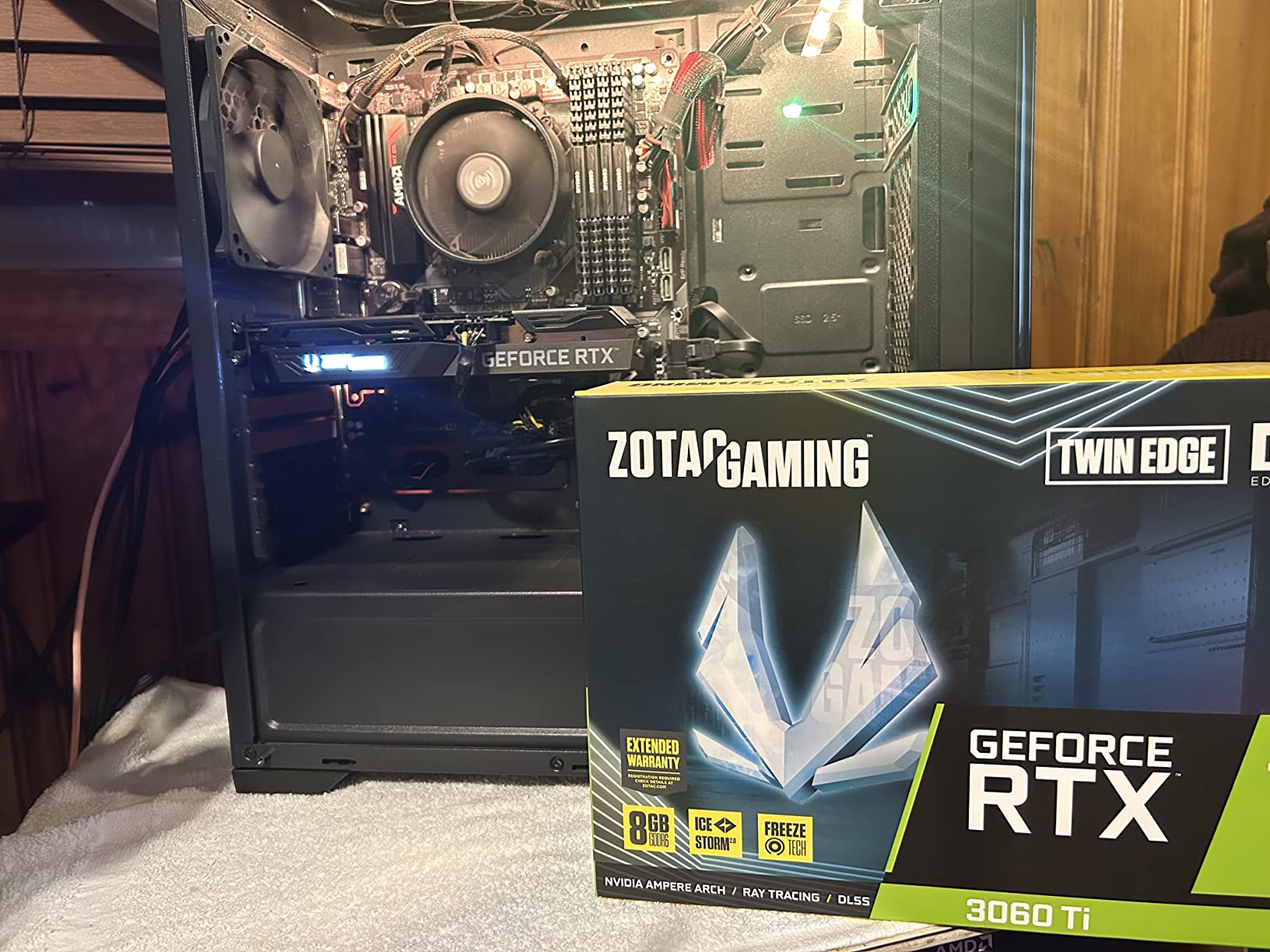 ZOTAC GAMING GeForce RTX™ 3060 Ti Twin Edge OC LHR 8GB GDDR6 256-bit 14 Gbps PCIE 4.0 Gaming Graphics Card, IceStorm 2.0 Advanced Cooling, Active Fan Control, FREEZE Fan Stop ZT-A30610H-10MLHR customer photo 1