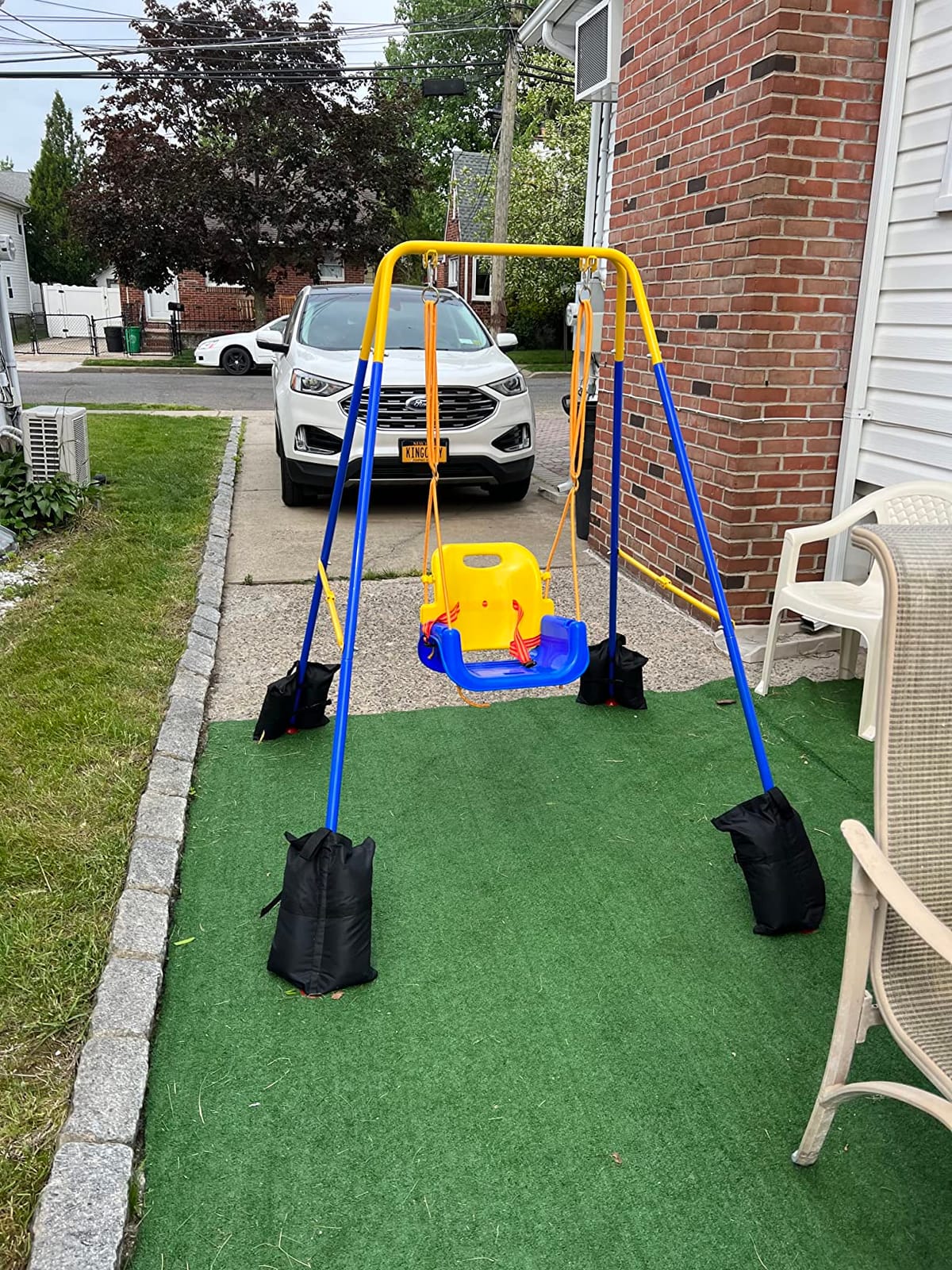 FUNLIO Toddler Swing with Foldable Metal Stand for Toddlers Aged 1~10 Years, 3-in-1 Baby Swing Set with 4 Sandbags for Backyard/Indoor/Outdoor Play, Easy to Assemble & Store customer photo 2