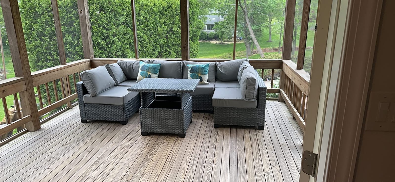 Lviden 7 Pieces Wicker Patio Furniture Set Outdoor Sectional Conversation Sofa Set with Storage Table Non-Slip Cushions and Furniture Cover, Light Grey customer photo 2