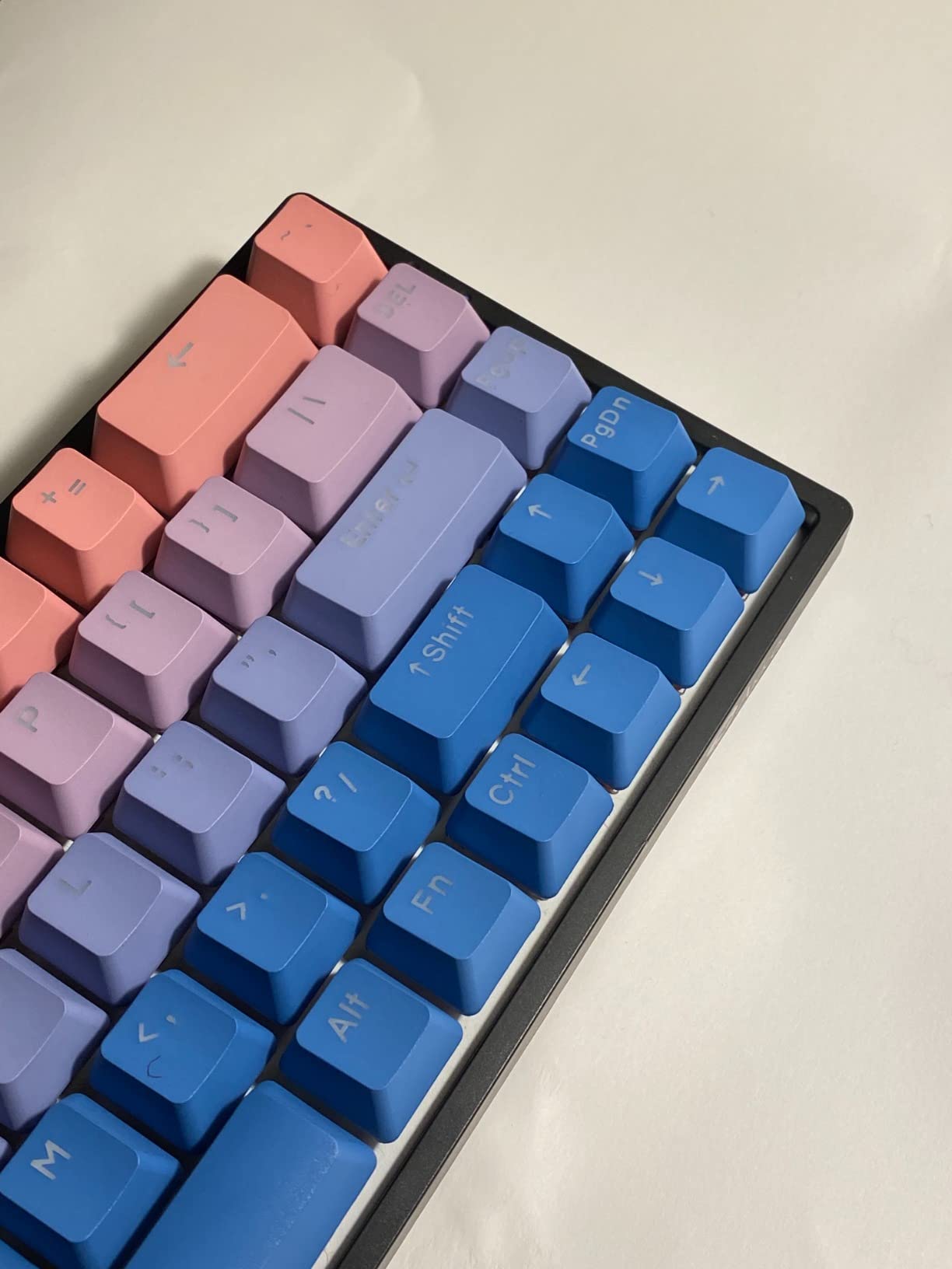 YMDK Double Shot 122 Dyed PBT Shine Through OEM Profile Keycap Rainbow Carbon Sunset Backlit Keycaps for MX Switches Mechanical Keyboard(Only Keycap) (Dolch 122 Key) customer photo 2