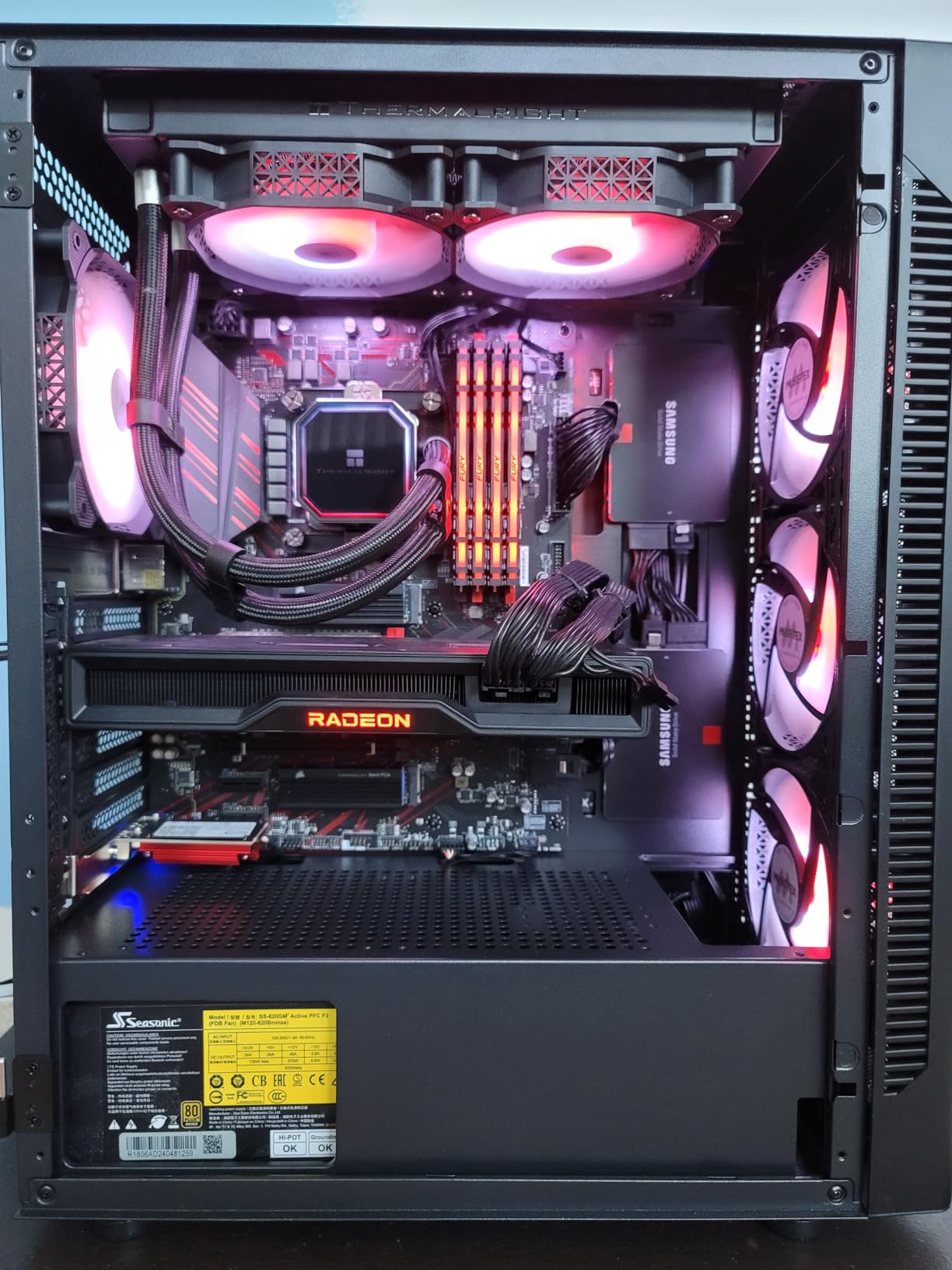 MUSETEX ATX PC Case Pre-Install 6 PWM ARGB Fans, Polygonal Mesh Computer Gaming Case, Opening Tempered Glass Side Panel Mid-Tower Case, USB 3.0 x 2, Black, NN8 customer photo 2