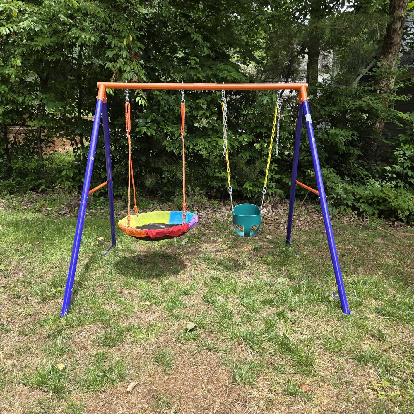High Back Full Bucket Toddler Swing Seat with Yellow Coated Chains Fully Assembled Baby Swing Set Accessories customer photo 1