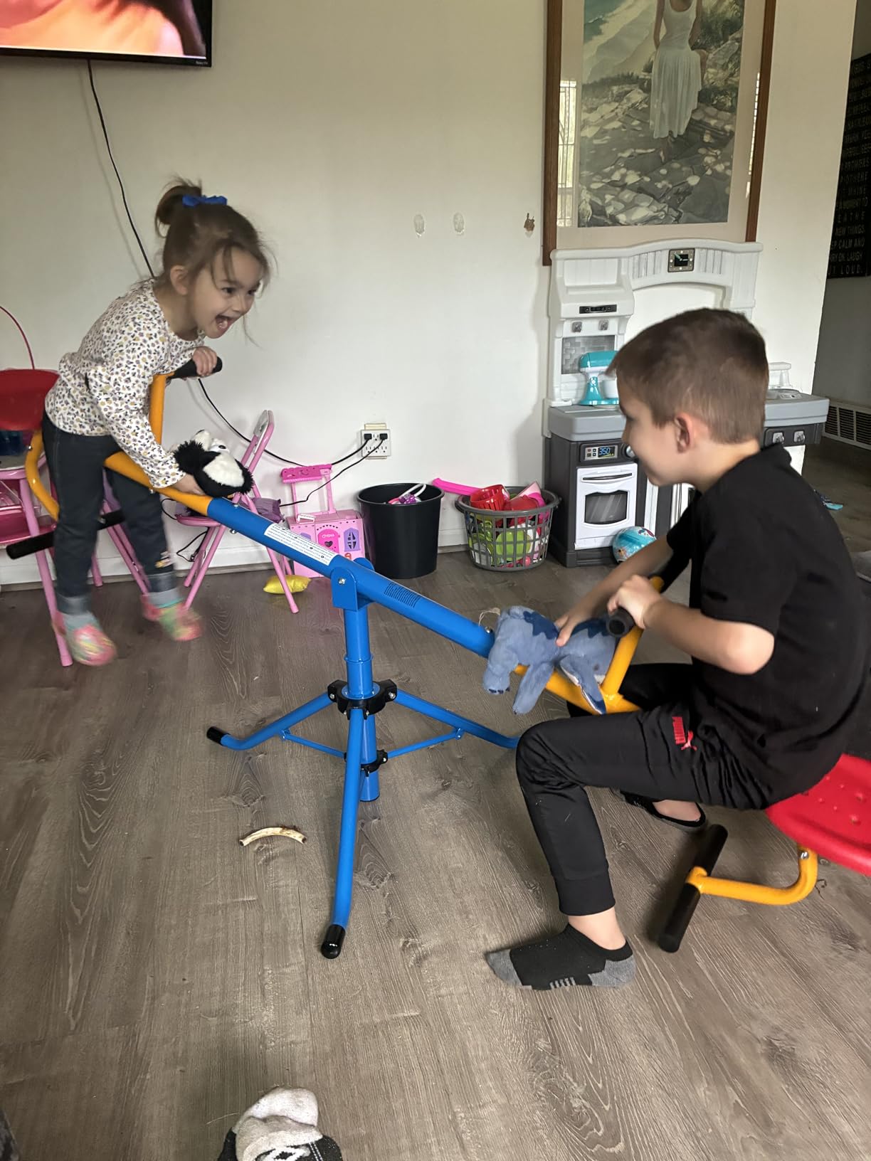Costzon Teeter Totter Seesaw for Kids Outdoor, Preschool Swivel Seesaw Playground Equipment, 360 Degree Rotation, Indoor Outdoor Play Equipment for Toddlers, Suitable for Home, Backyard Gift Christmas customer photo 2