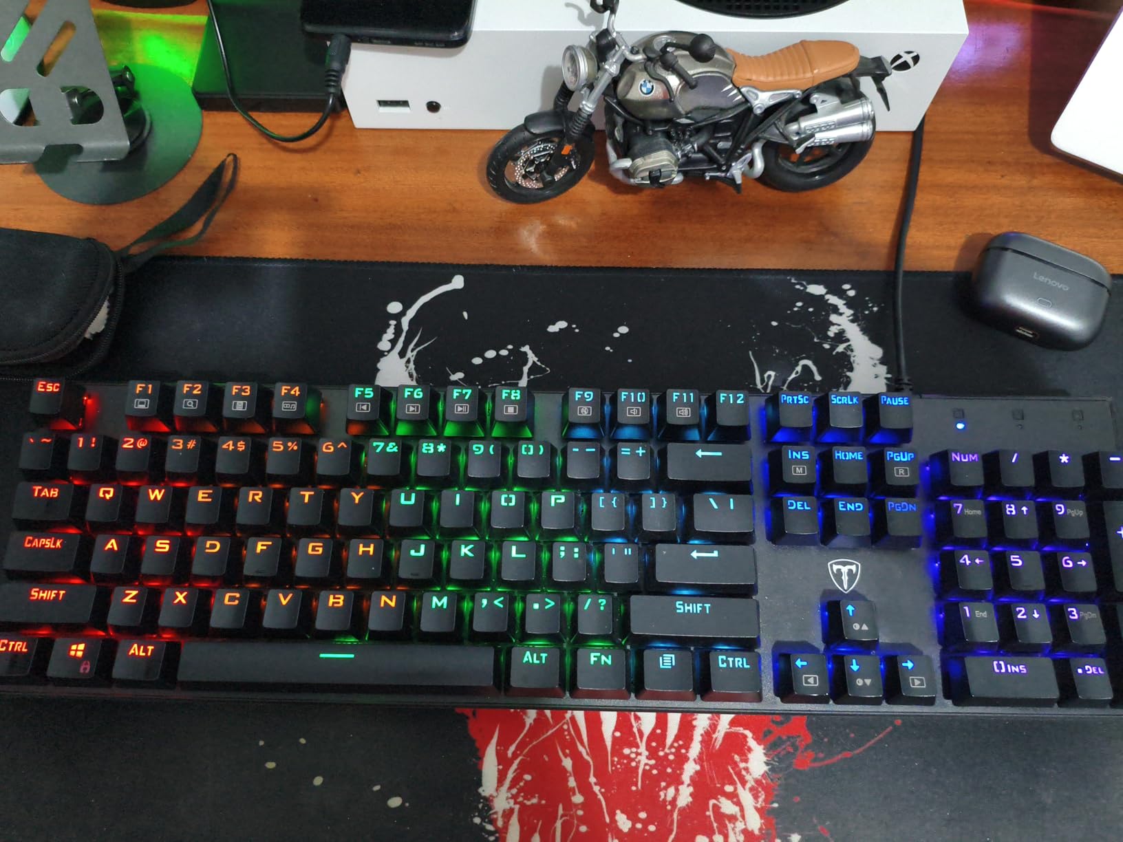 RisoPhy Mechanical Gaming Keyboard, RGB 104 Keys Ultra-Slim LED Backlit USB Wired Keyboard with Blue Switch, Durable Abs Keycaps/Anti-Ghosting/Spill-Resistant Computer Keyboard for PC Mac Xbox Gamer | 104 Keys, RGB LED Backlit, Durable Abs Keycaps, Anti-Ghosting/Spill-Resistant/Ultra-Slim Computer Keyboards PC Mac Xbox Gamer customer photo 2