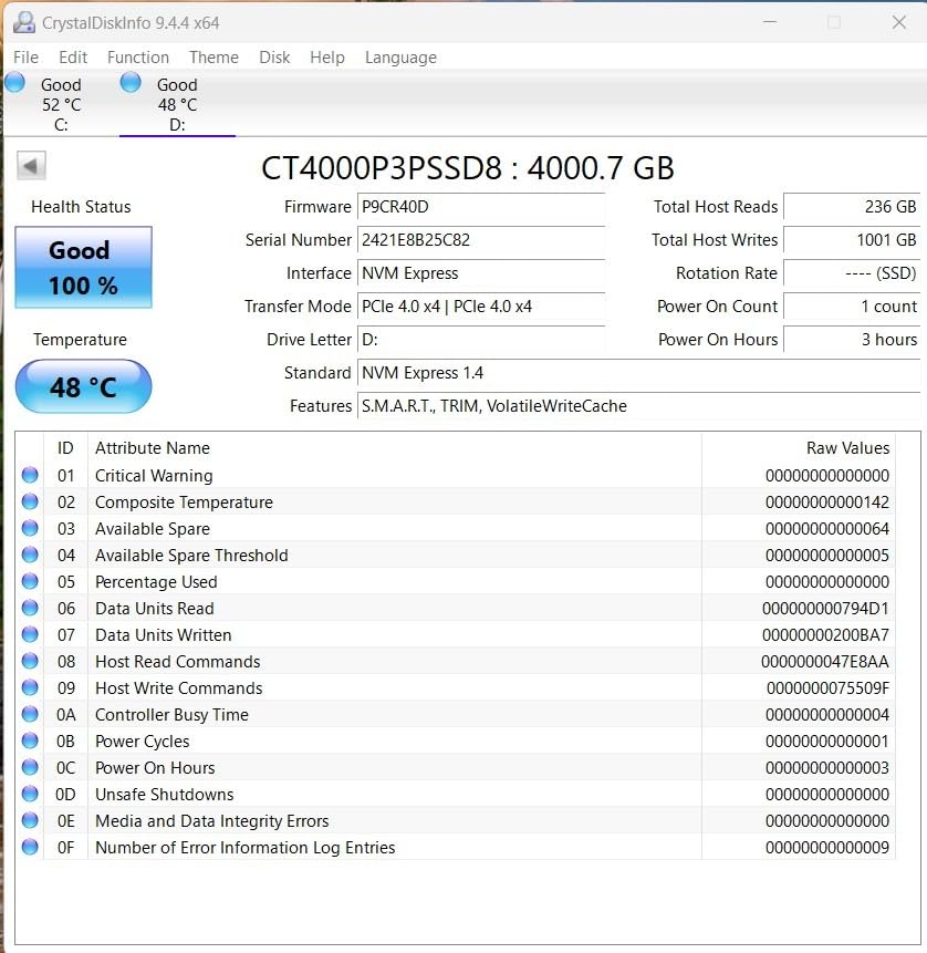 Crucial P3 Plus PCIe Gen4 NVMe 4TB SSD, Up to 4,800MB/s Read, Laptop & Desktop (PC) Compatible, Solid State Drive – CT4000P3SSD8 customer photo 1