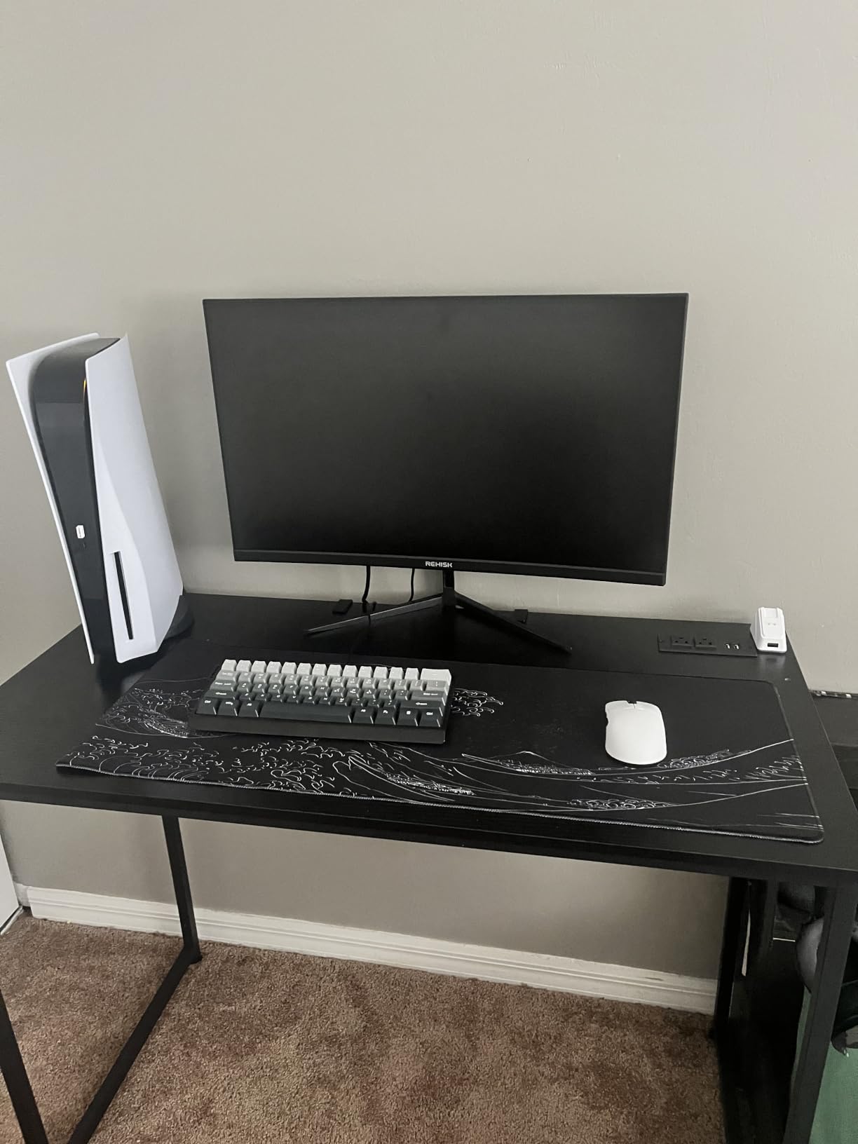 Brecoy Japanese Sea Wave Large Mouse Pad, Anime Black Gaming, Extended Kanagawa Mat Desk Pad, 3mm Thick Long Non-Slip Rubber Base Mice Pad, 31.5 X 11.8 Inch customer photo 1