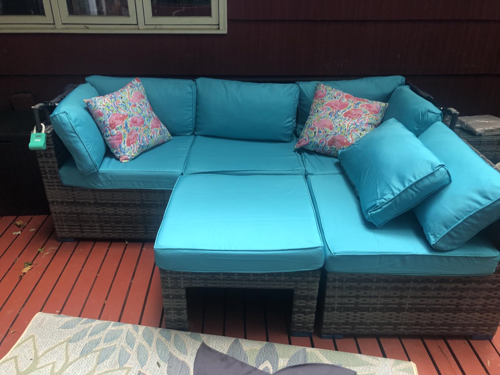 Valita Outdoor Furniture Replacement Cushions, Fits 6-seat Sectional Rattan Conversation Set, 14 Piece Patio Water-Resistant Replacement Sofa Cushions, Liner&Cover (Navy Blue) customer photo 2