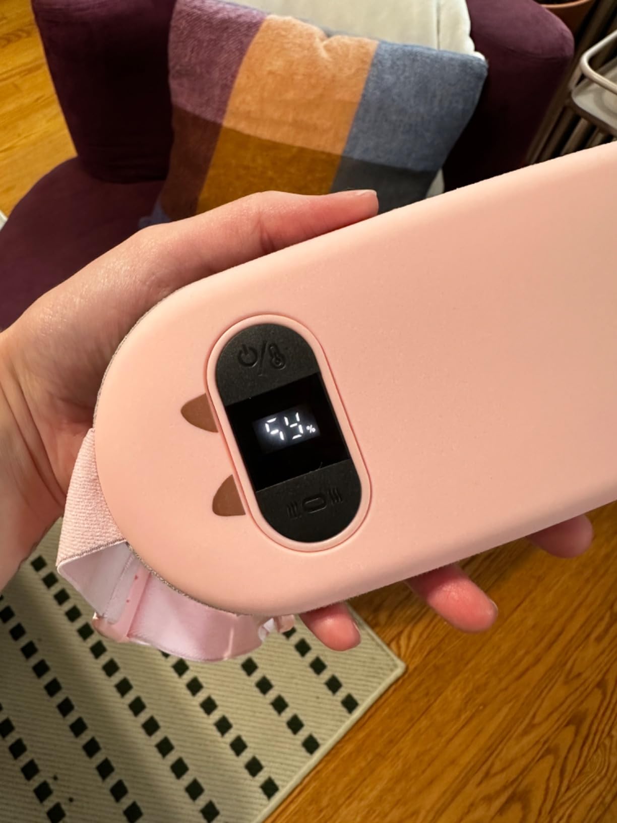 Portable Heating Pad for Period Cramps: 6 Heat Levels 6 Massage Modes Pink | Cordless Electric 3s Fast Heating Belly Wrap Belt for Menstrual, Back Pain Relief - A Gift for Women Girls Her customer photo 1