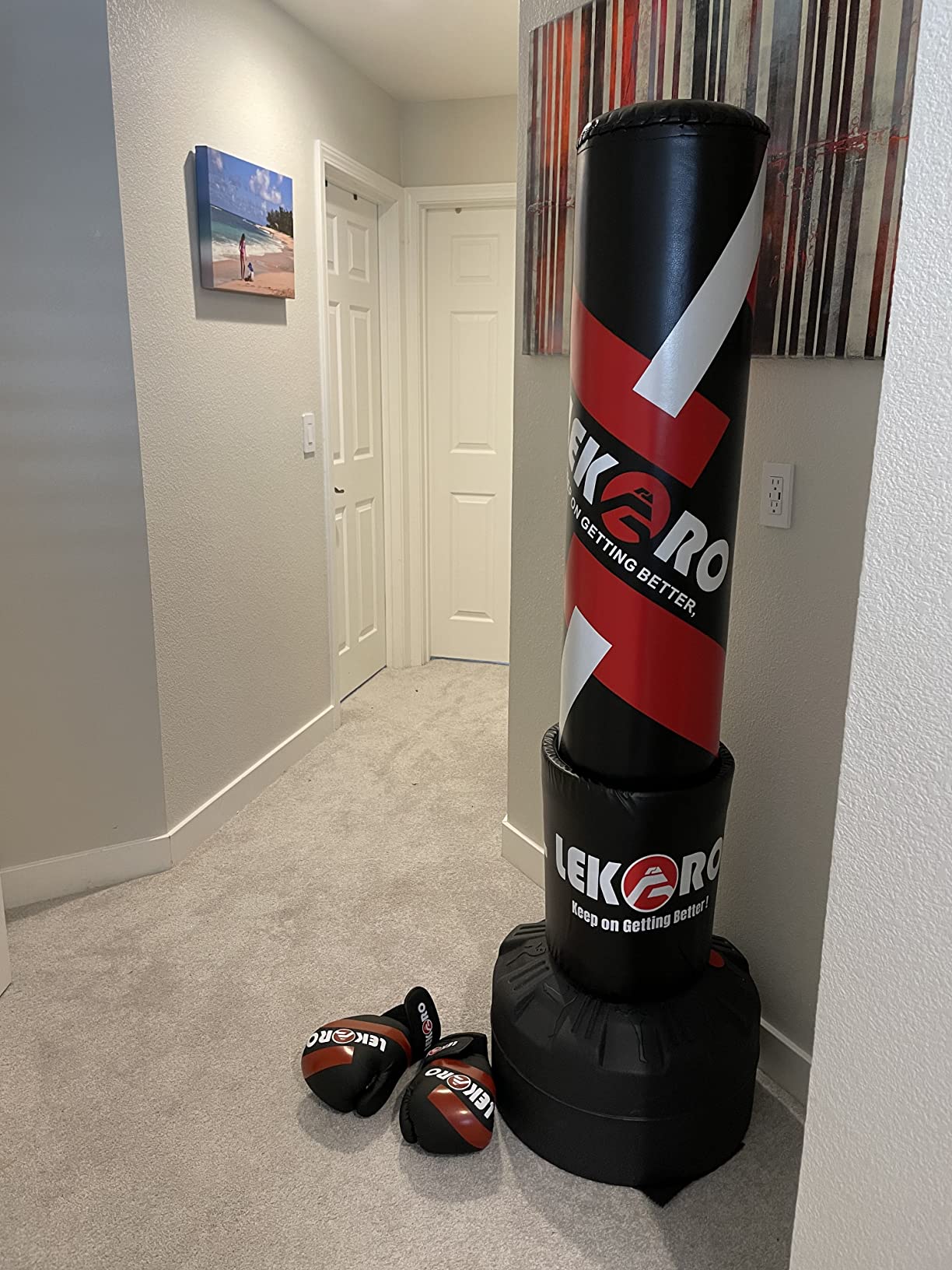 LEKÄRO Freestanding Punching Bag with Boxing Gloves, Heavy Boxing Bag with Stand for Adult Kids, Standing Kickboxing Bag customer photo 1