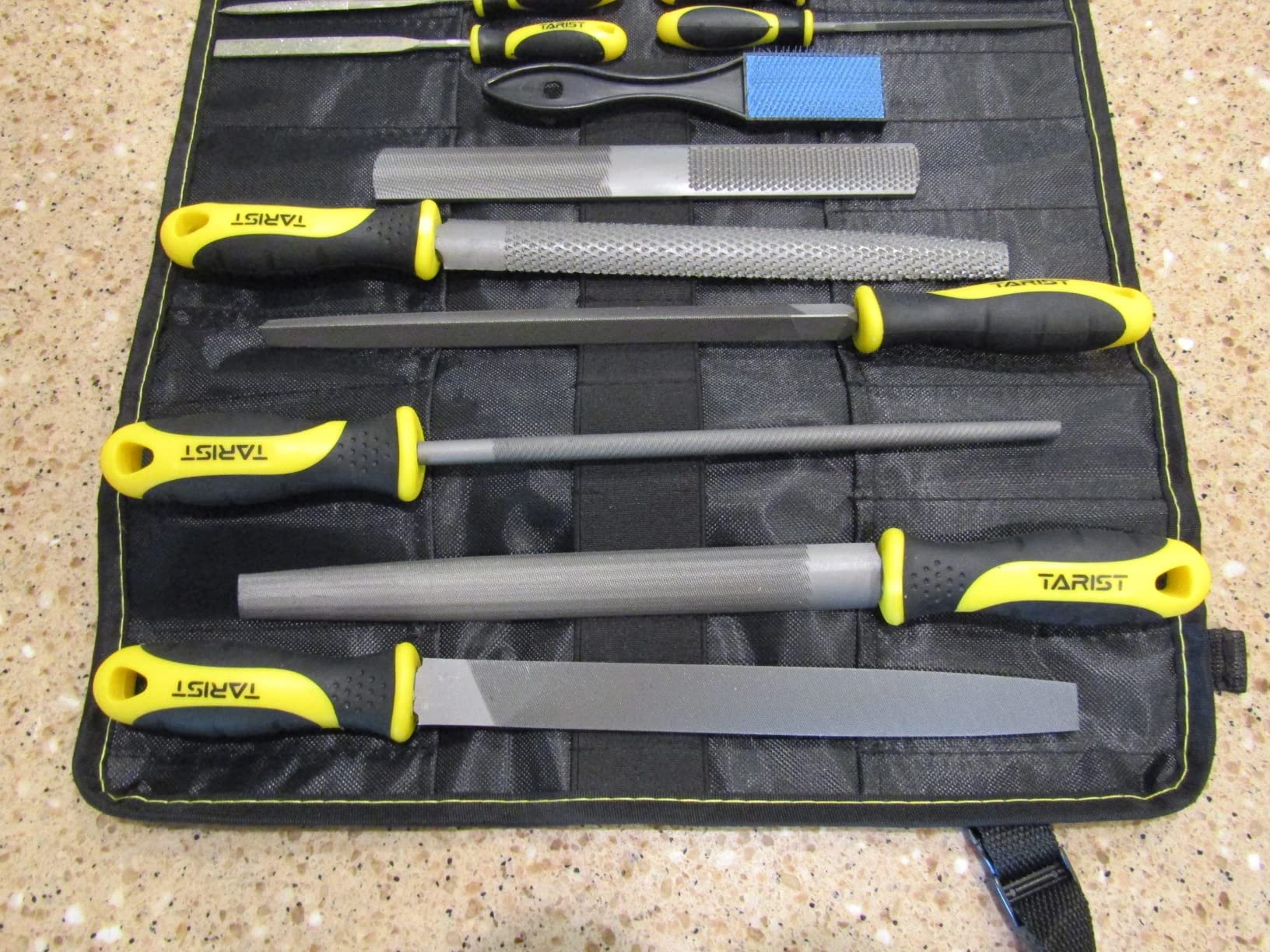 TARIST 19PCS Metal & Rasp File Set with Tool Bag, Includes Flat/Half-Round/Round/Triangle steel file, Half-Round wood file, 4 Way File and 12pcs Needle Files, Work for Metal, Wood and more customer photo 2