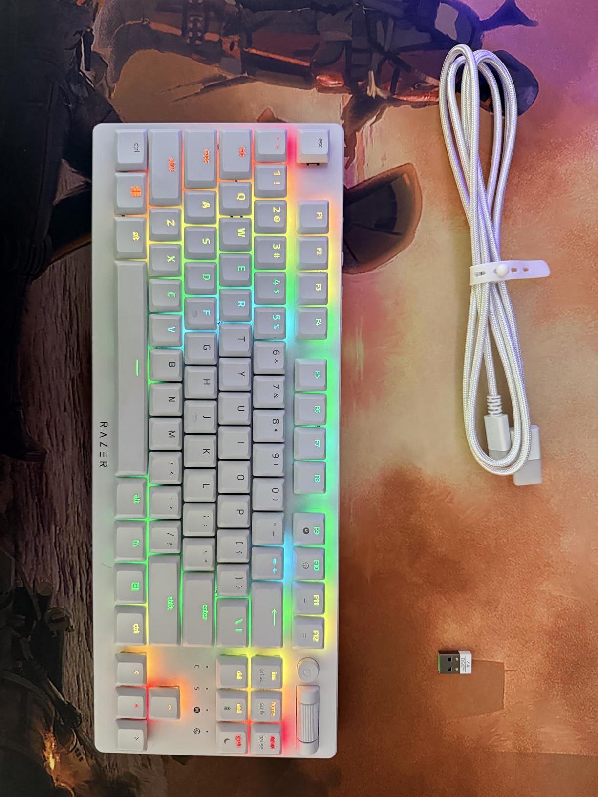 Razer DeathStalker V2 Pro TKL Wireless Gaming Keyboard: Low Profile Optical Switches Linear Red - HyperSpeed Wireless & Bluetooth - Chroma RGB - Up to 200 Hr Battery - Snap Tap - White customer photo 1