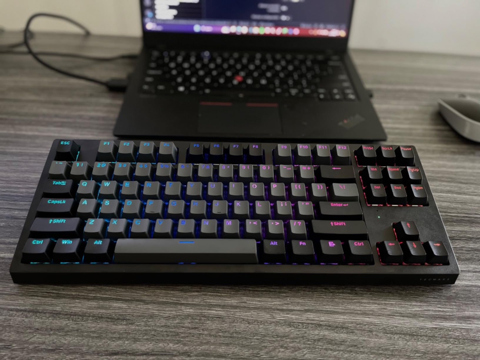 TECWARE Phantom+ Elite 87 Key RGB Mechanical Gaming Keyboard | 3-Mode Wireless Bluetooth 5.0, 2.4GHz & USB-C Wired | Hot-Swappable 5-Pin | Double-Shot PBT Keycaps | Wraith Brown Switch - White customer photo 2