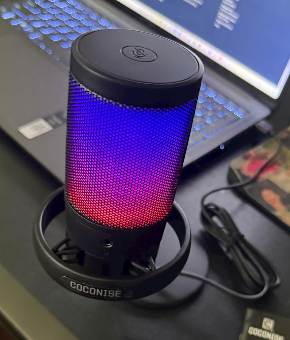 Gaming Microphone for PC: USB Mic for Podcasts Videos & Streaming - Condenser Mic with Quick Mute & Pop Filter - RGB Microphone Gift for Gamer boys - Compatible with PS4/5 & Computer & Laptop customer photo 2