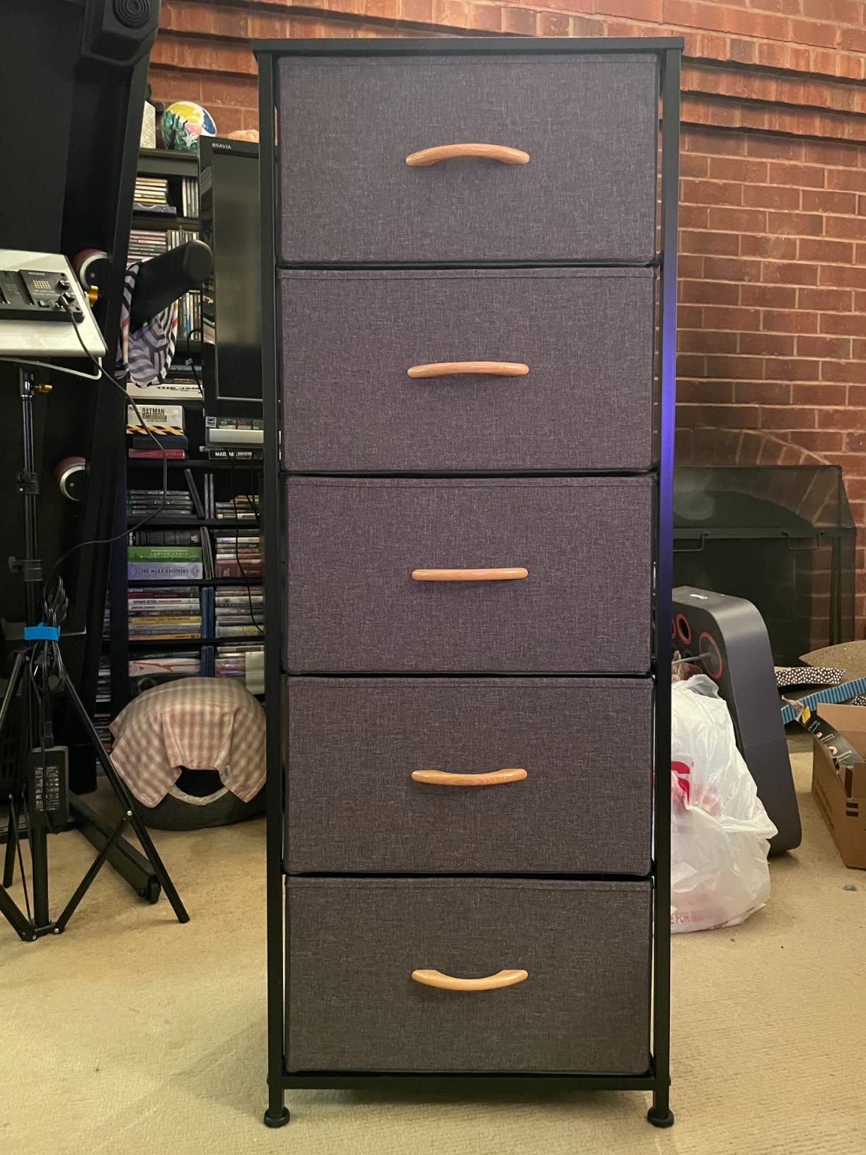 Tall Dresser Vertical Fabric Storage Tower Organizer, 5 Drawers (White) customer photo 2