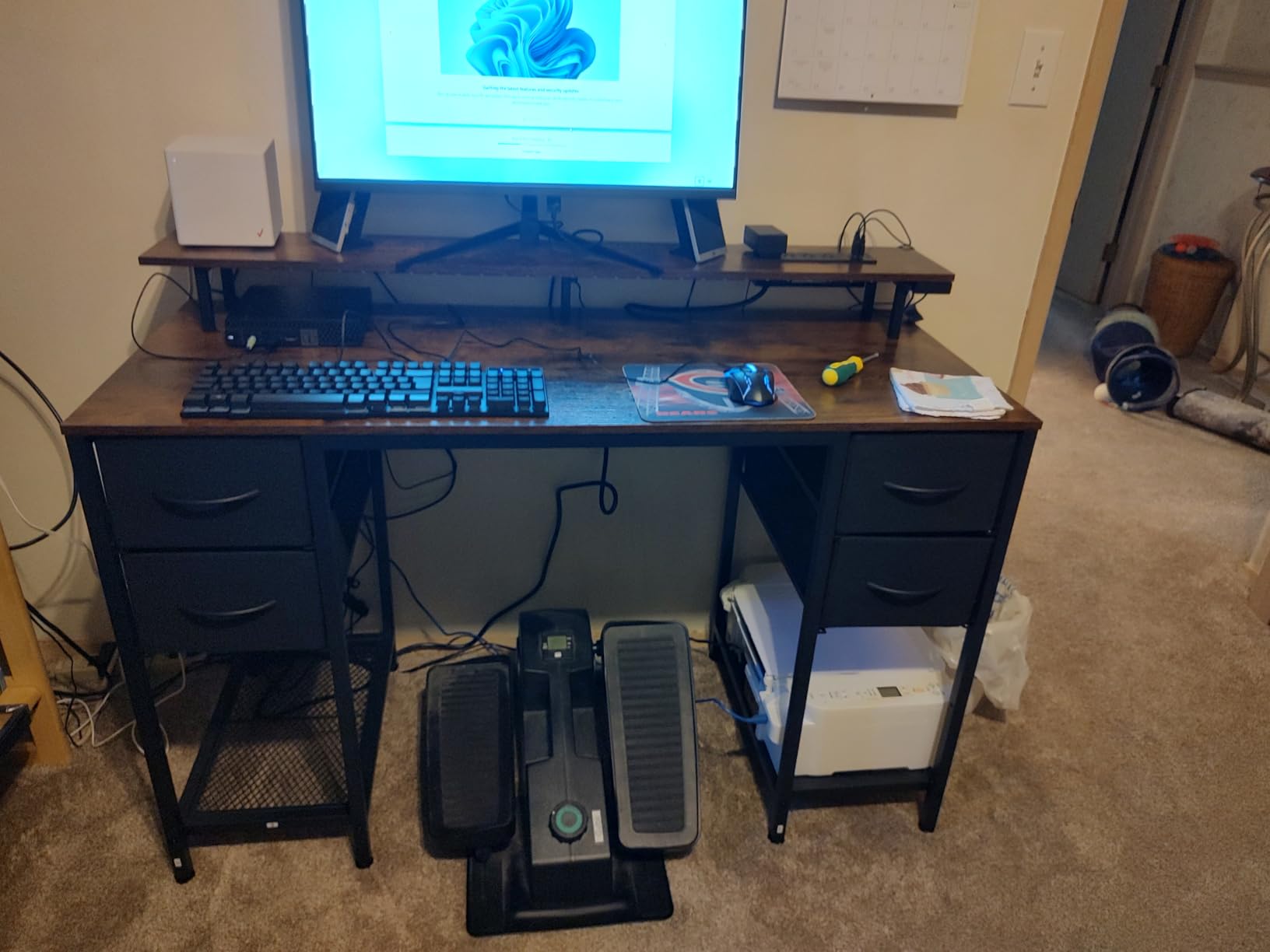 Huuger 47 inch Computer Desk with Power Outlets & 4 Drawers | Gaming Desk with LED Lights, Home Office Desk with Large Storage Space for Bedroom, Work from Home, Black customer photo 1