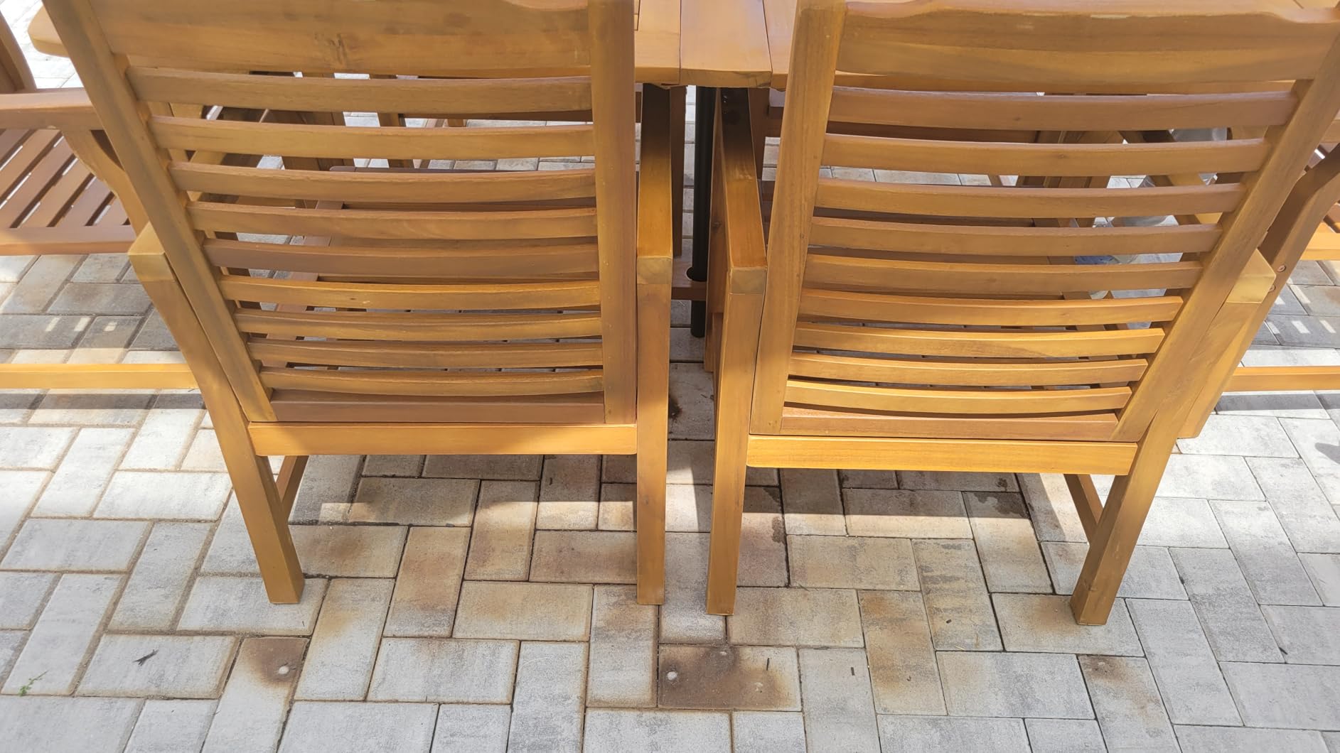 PHI VILLA 9pc Outdoor Dining Set, Expandable Wood Table & Chairs for 8 customer photo 1
