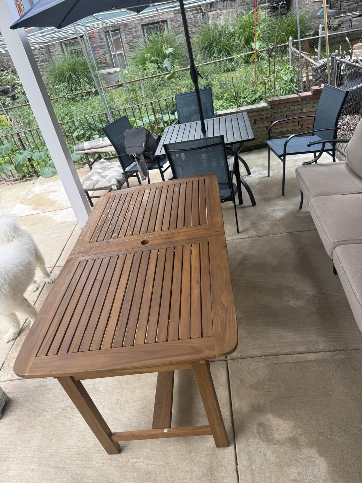 PHI VILLA 9pc Outdoor Dining Set, Expandable Wood Table & Chairs for 8 customer photo 2