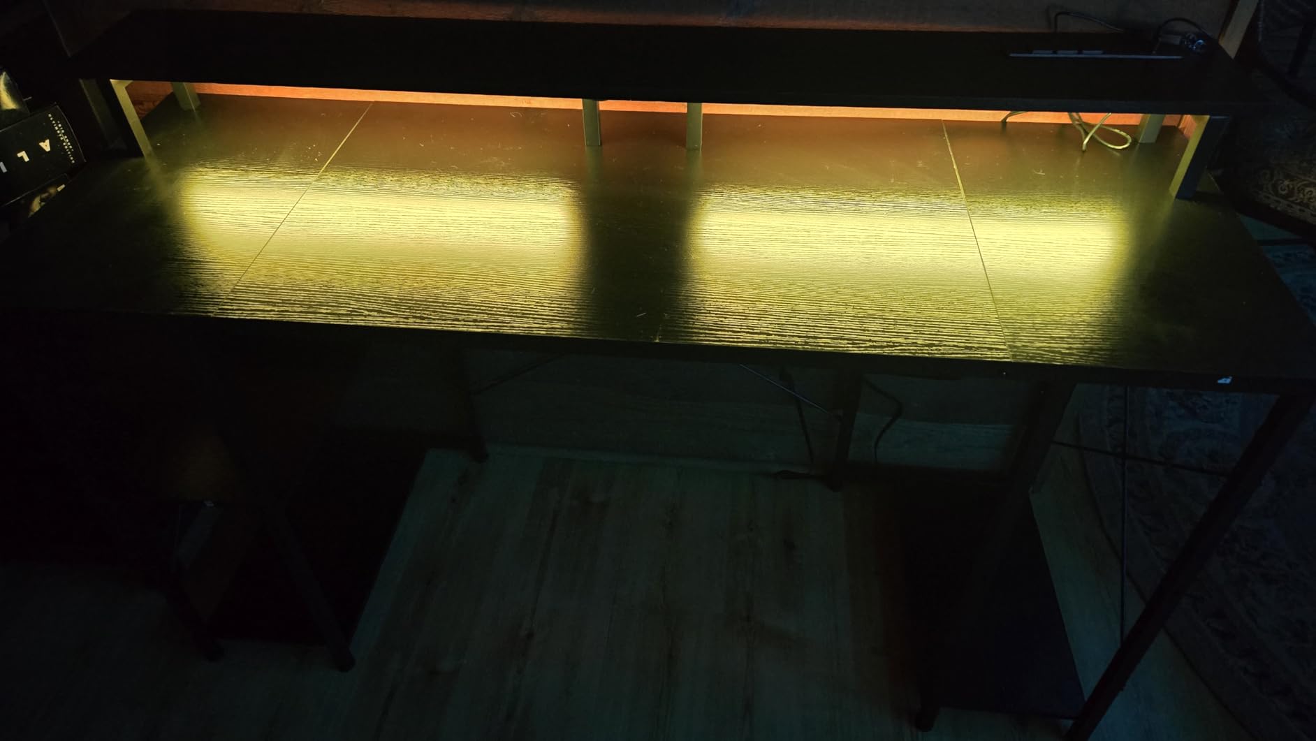 ODK 55 Inch Gaming Desk with LED Lights & Storage Shelves, Black customer photo 2