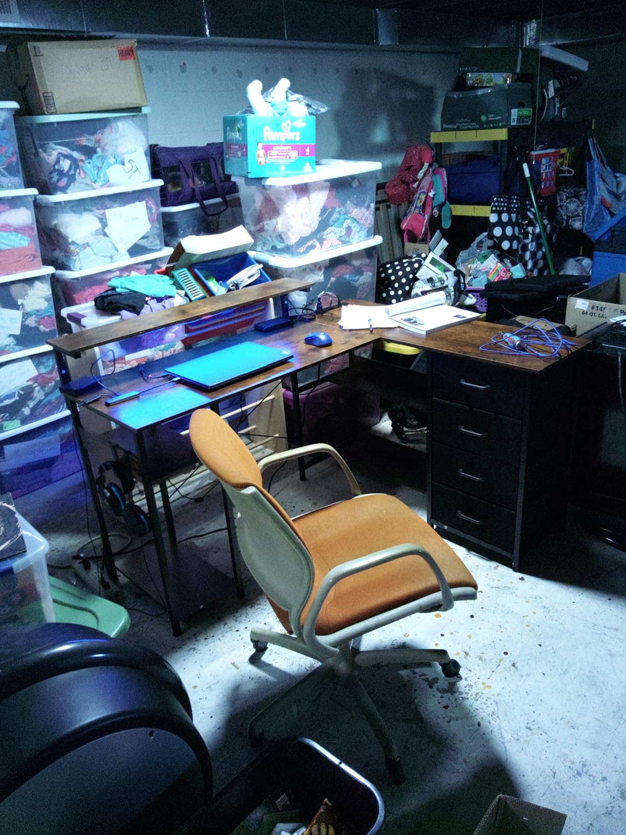 AODK 61 Inch L Shaped Computer Desk with 4 Drawers, LED Lights, Black customer photo 1