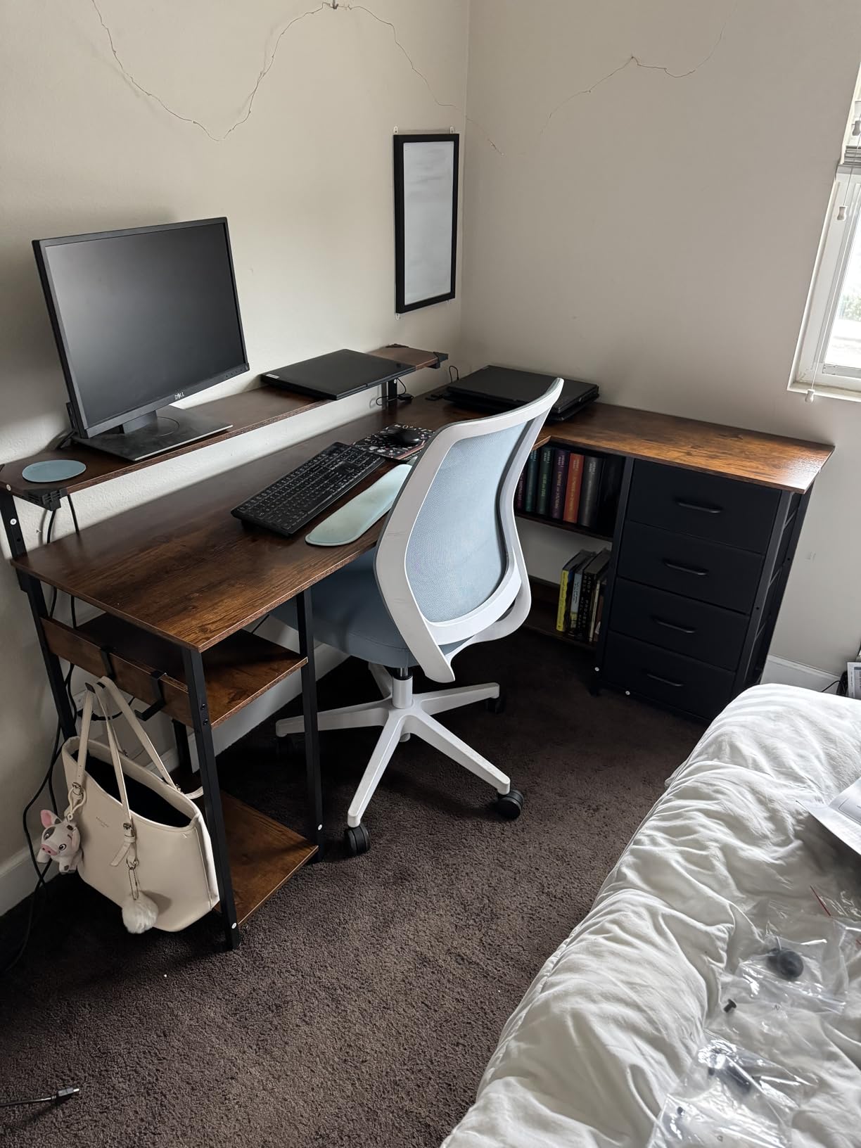 AODK 61 Inch L Shaped Computer Desk with 4 Drawers, LED Lights, Black customer photo 2