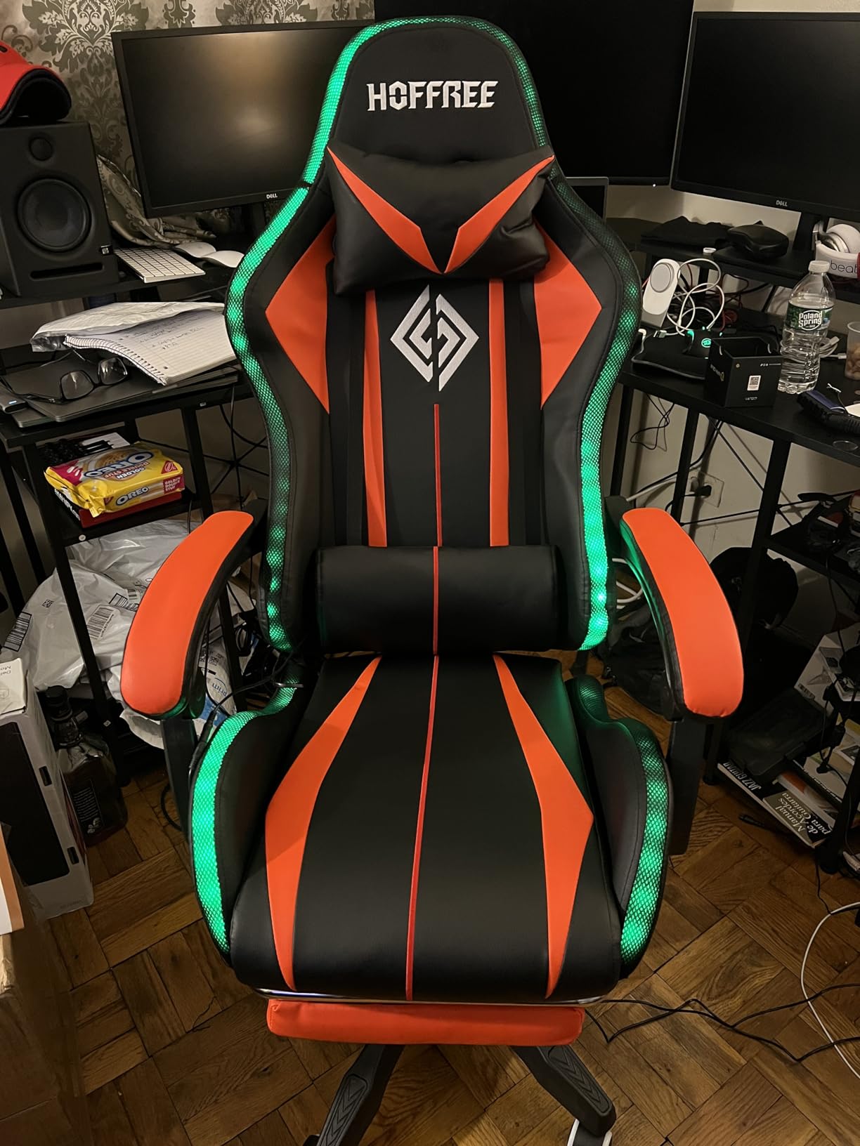 RGB Gaming Chair with Bluetooth Speakers and LED Lights Computer Chair-Blue customer photo 2