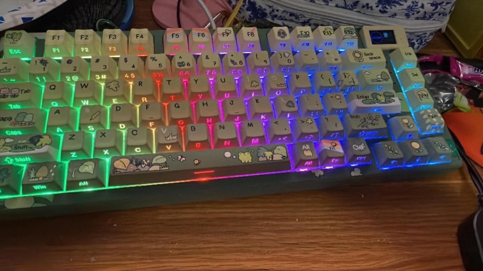 Womier SK80 75% Keyboard with Color Multimedia Display Gaming Keyboard | Creamy Sound Mechanical Wired Hot Swappable Gasket RGB Custom Key board, Pre-lubed Stabilizer for Mac/Win, Black Kanagawa customer photo 1
