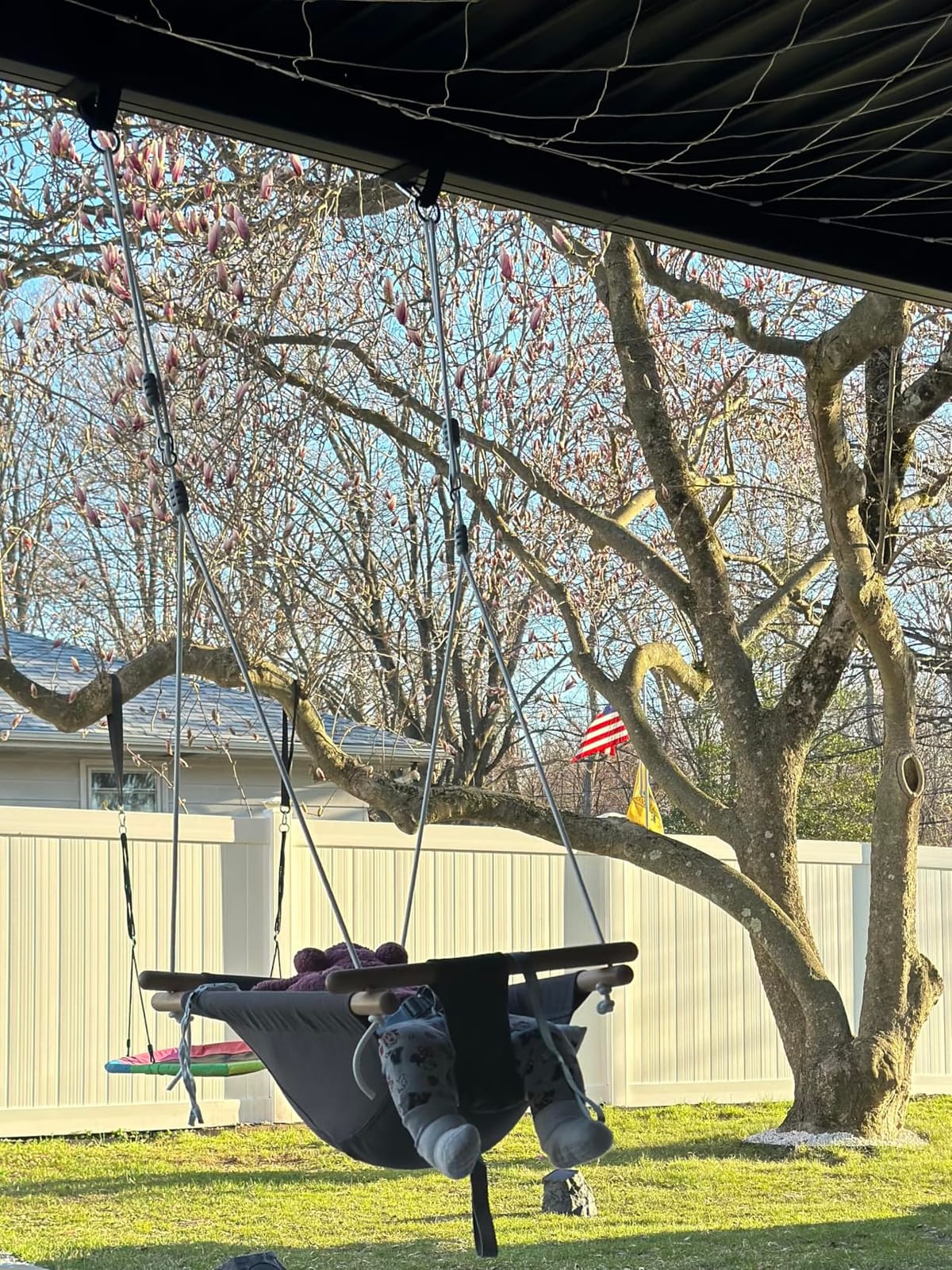 Baby Swing Outdoor Indoor for Infants to Toddlers, Portable Adjustable Baby Porch Swing with 5-Point Safety Belt, Tree Hanging Chair for Door Garden Backyard customer photo 2
