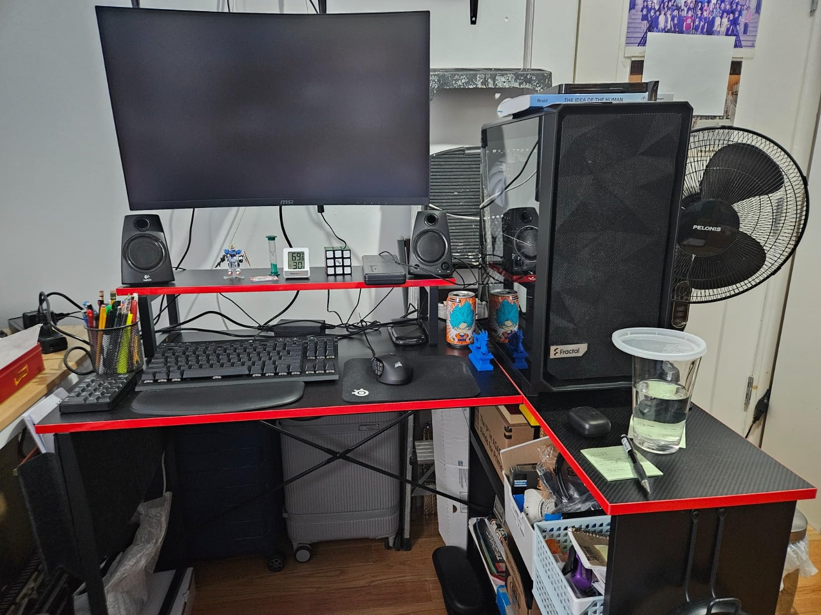 Bestier L Shaped Gaming Desk with Storage Shelves, 42 Inch Reversible Corner Computer Desk with LED Lights, PC Gaming Table with Side Storage Bag & Monitor Stand for Bedroom customer photo 1