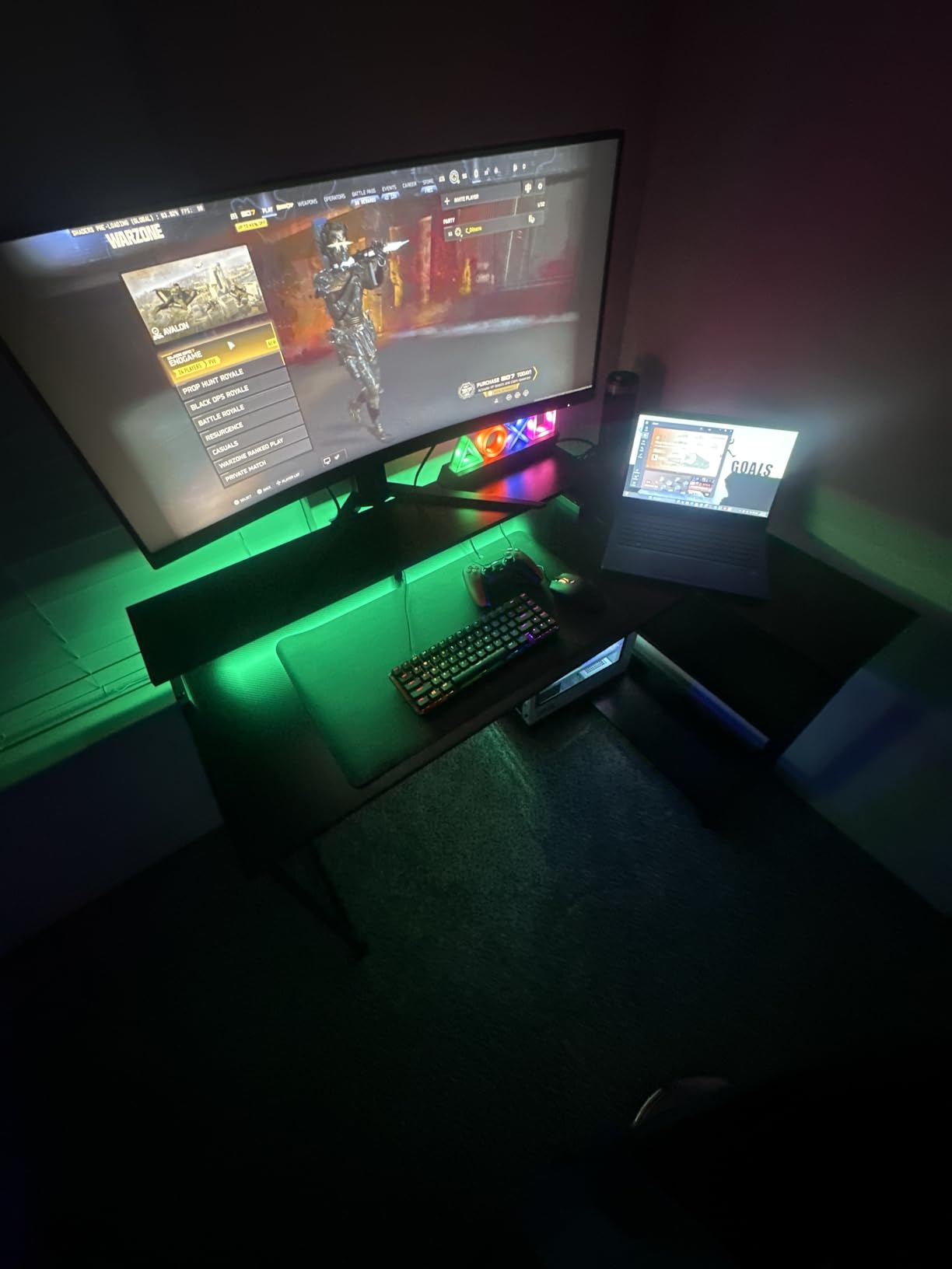 ODK 48 Inch L Shaped Gaming Desk with LED Lights, Power Outlets, Black | Adjustable Monitor Stand, Open Storage Shelves, Hanging Side Bag, PC Tower Stand, Reversible Layout for Gaming customer photo 1