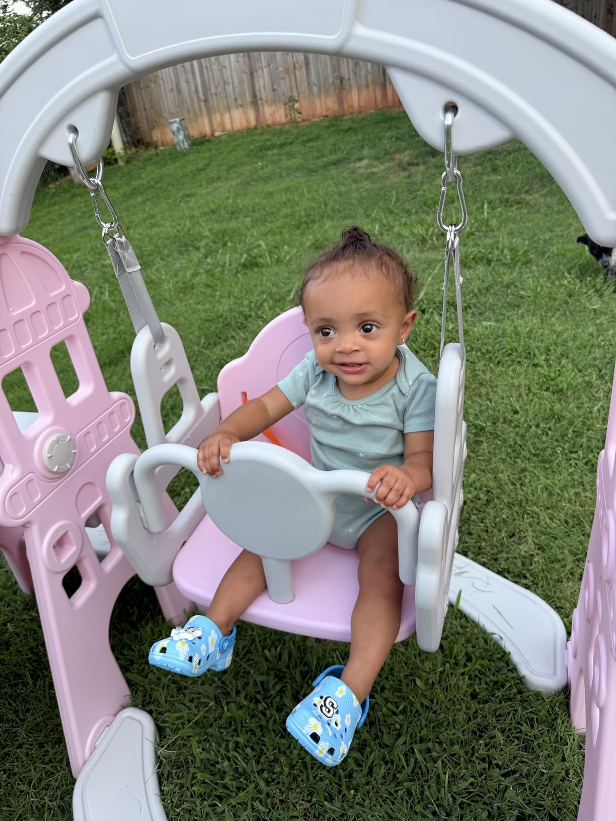 KORIMEFA 4-in-1 Toddler Slide and Swing Set, Indoor & Outdoor Playground customer photo 1
