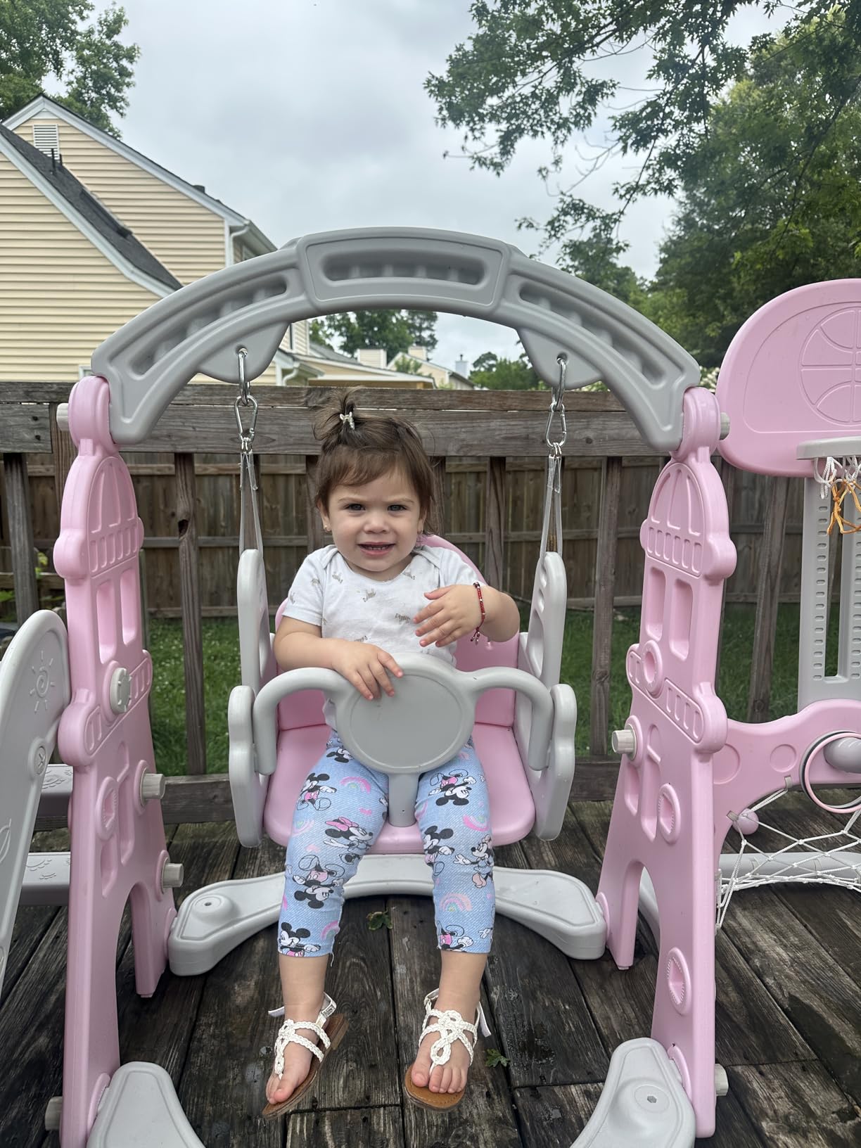 KORIMEFA 4-in-1 Toddler Slide and Swing Set, Indoor & Outdoor Playground customer photo 2