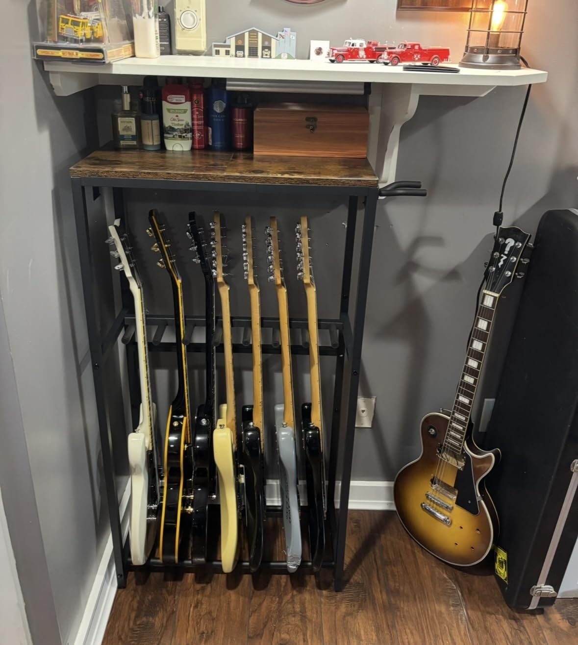 MAHANCRIS Guitar Stand, Guitar Rack for Acoustic Holder, Electric Guitar, Bass, Multiple Guitar Rack Holder for Guitars, Guitar Amp Accessories, for Home Music Studio, Black GSHB6501 customer photo 1