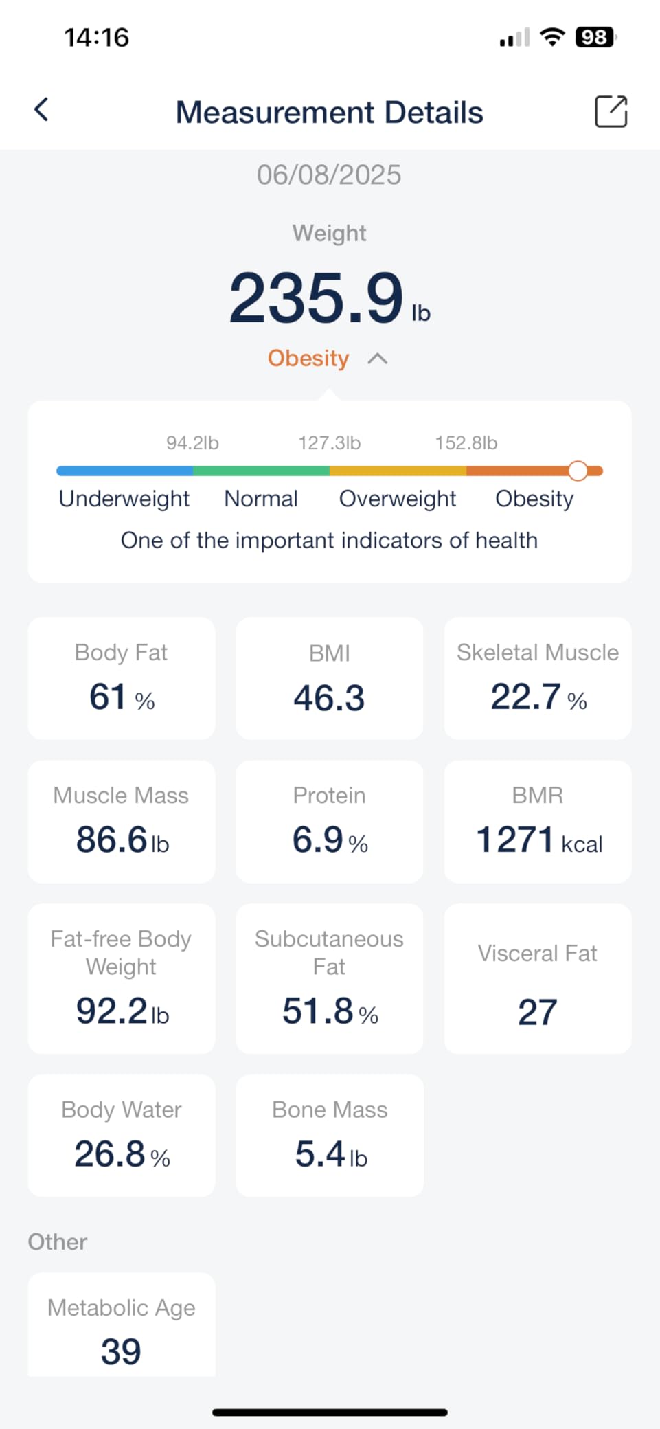 GE Smart Scale for Body Composition, Weight, BMI, 500lb, Large 11.8-Inch | Body Fat Scale with Muscle Mass, Digital Bathroom Weighing Health Monitor, FSA Eligible HSA, Bluetooth App Sync, Dark Blue customer photo 2