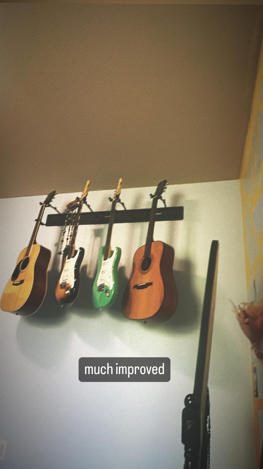 STRICH Guitar Wall Mount Hangers - Holds 5 Guitars, Walnut Wood Grain, Strong Aluminum Metal Stand Rack, Adjustable Display Set, SMH-05W customer photo 1