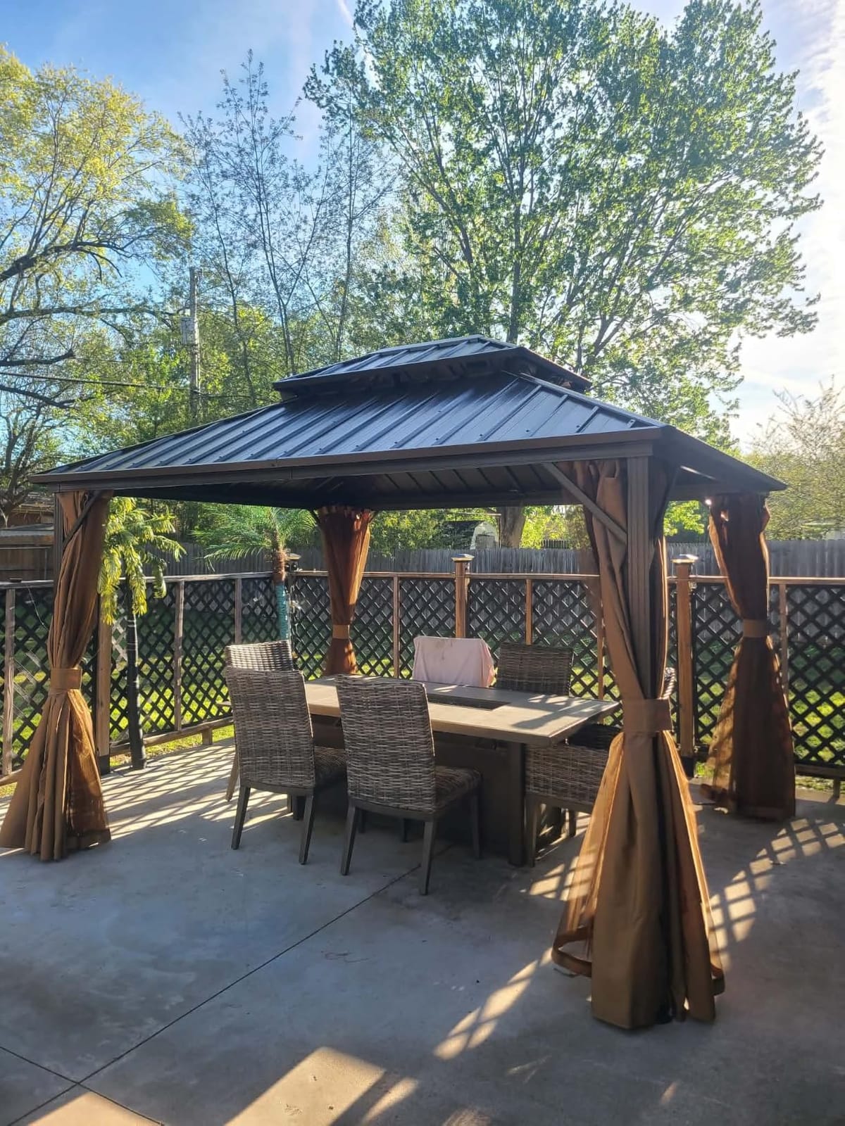 YOLENY 10' x 12' Hardtop Gazebo, Metal Gazebo with Aluminum Frame, Double Galvanized Steel Roof, Curtains and Netting Included, Pergolas for Patios, Garden, Parties, Lawns customer photo 1