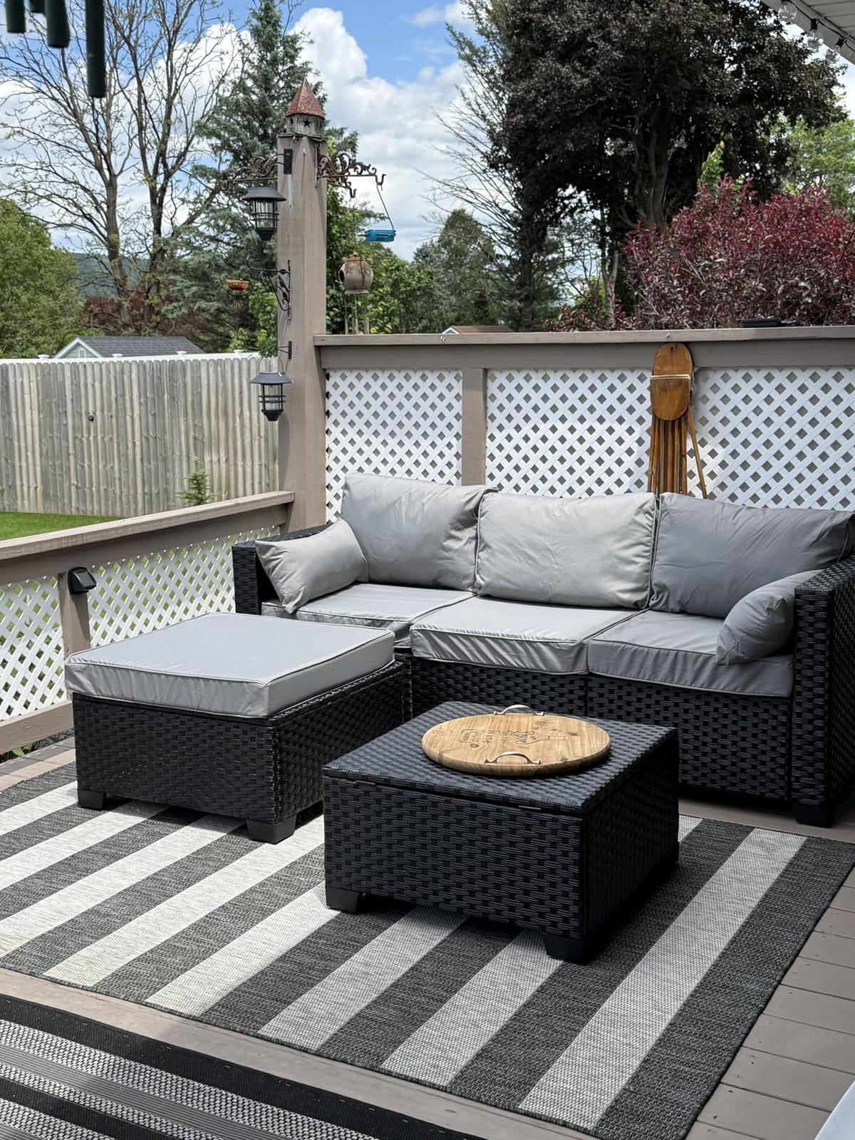 Rattaner 3 Pieces Patio Furniture Set Outdoor Sectional Wicker Patio Furniture Patio Couch with Ottoman and Outdoor Table All-Weather Anti-Slip Cushions Waterproof Covers, Light Grey customer photo 1